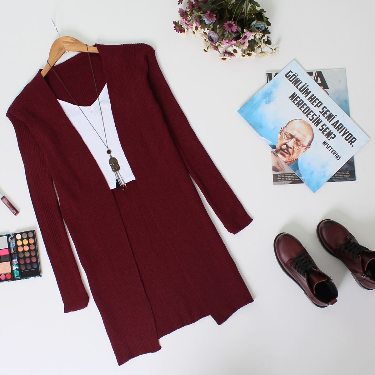 Bordo Triko Hırka HRK038