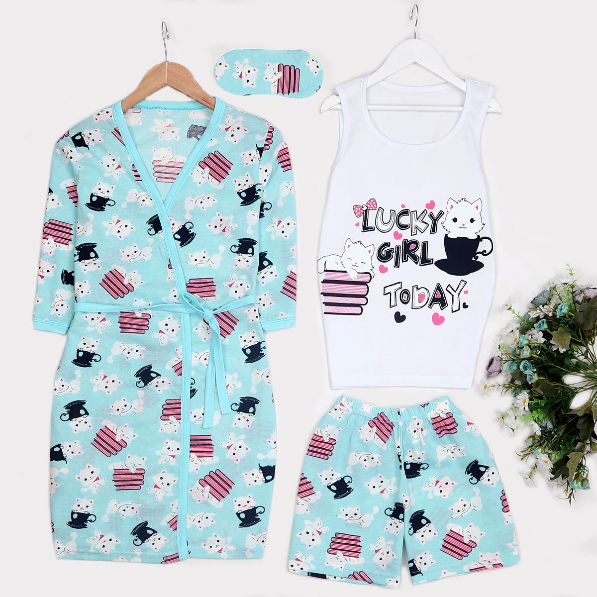 Mint Cat 4'lü Pijama Takımı PJM854