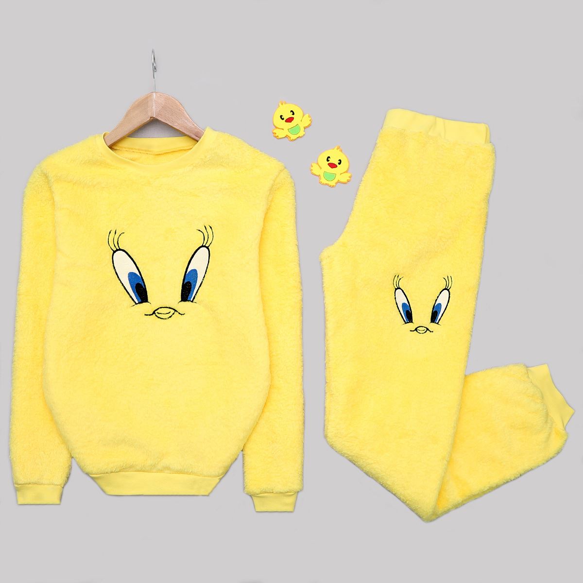 Sarı Tweety Peluş Pijama Takımı PJM1138