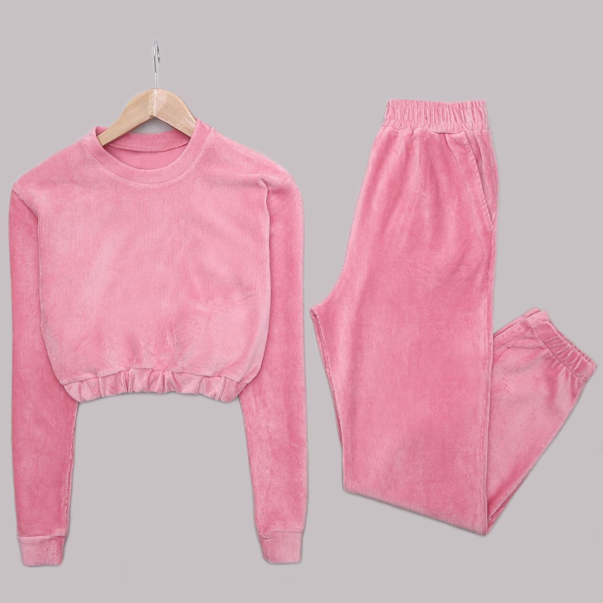 Pembe Kadife Eşofman Takımı TKM1244