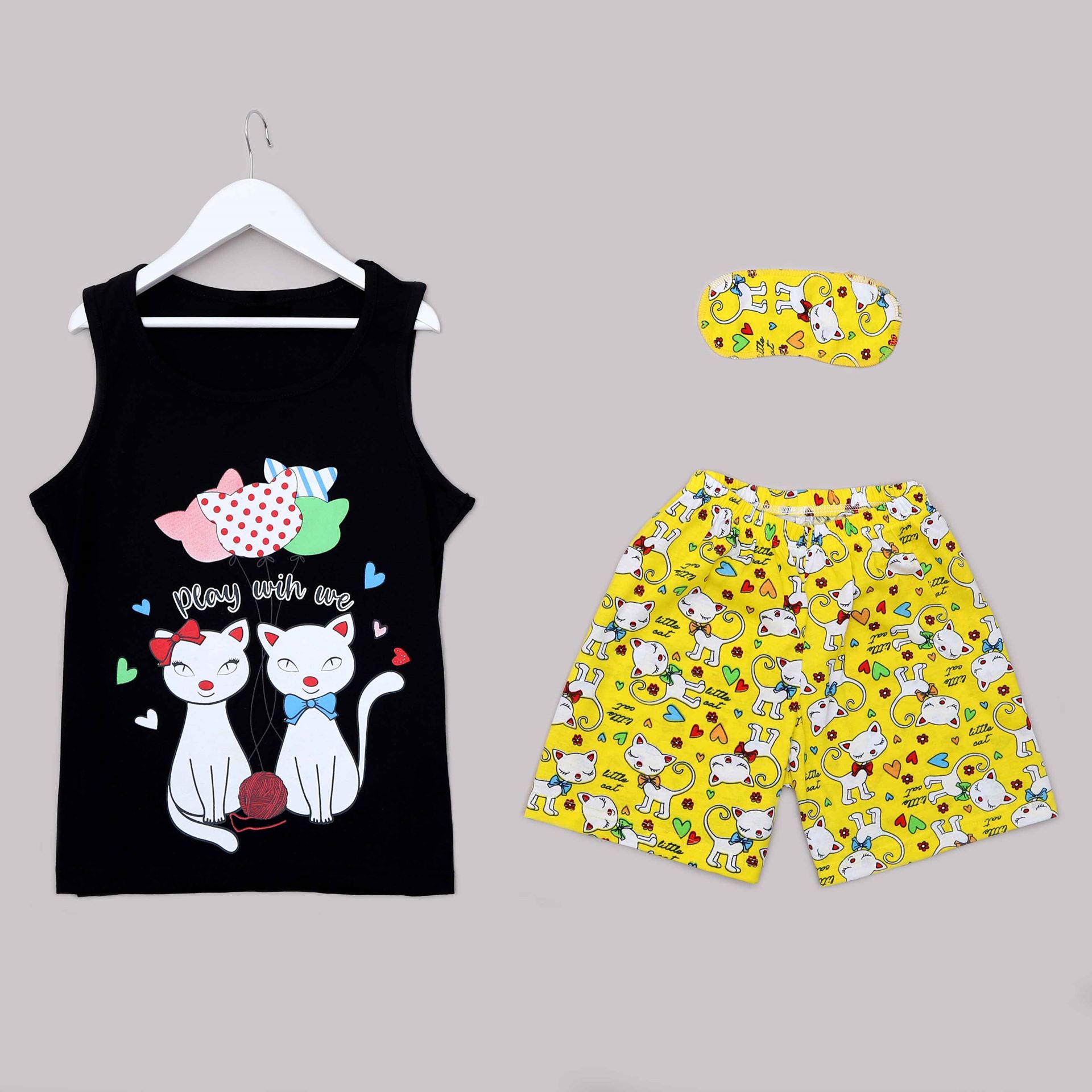 Siyah Şortlu Pijama Takımı PJM1355