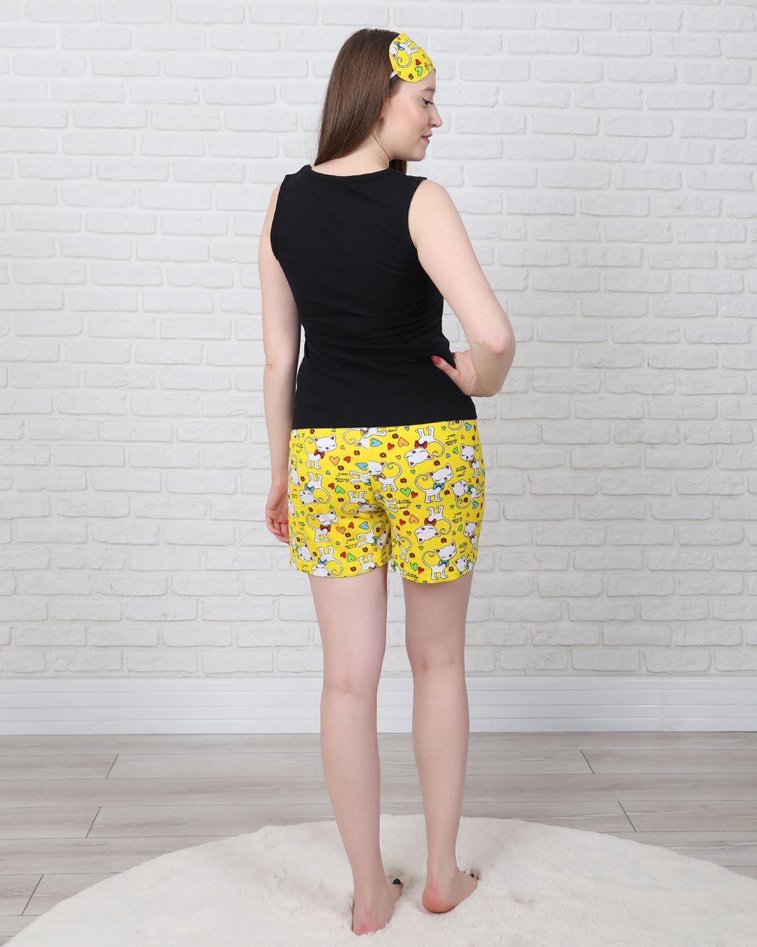 Siyah Şortlu Pijama Takımı PJM1355