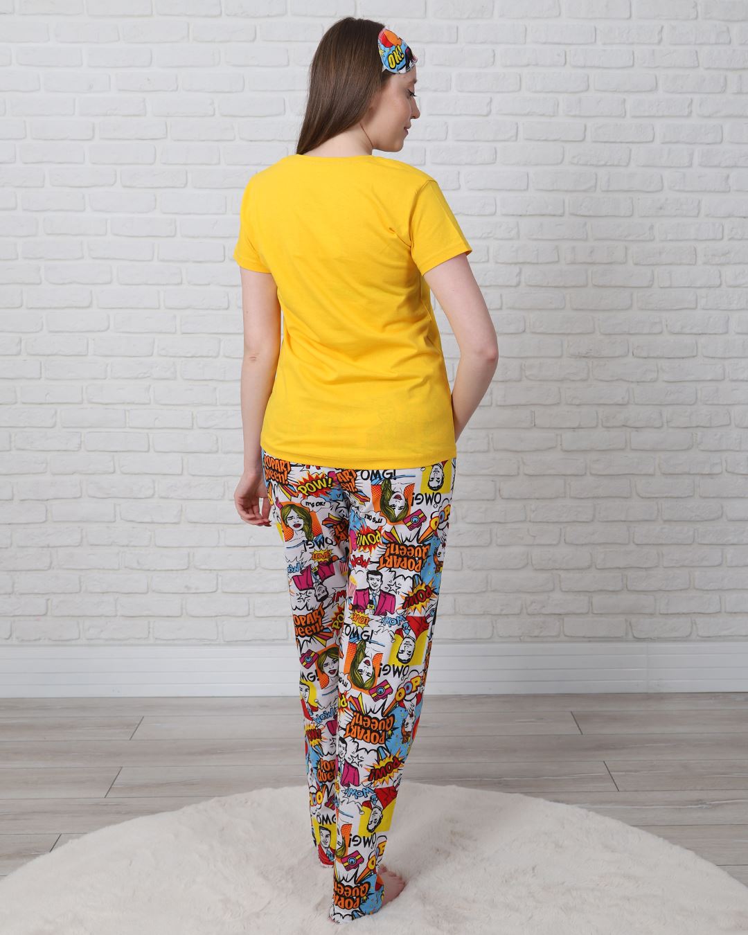 Sarı Baskılı Pijama Takımı PJM1171