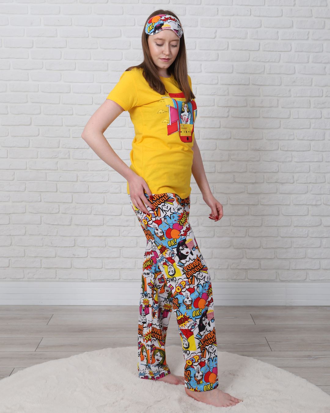 Sarı Baskılı Pijama Takımı PJM1171