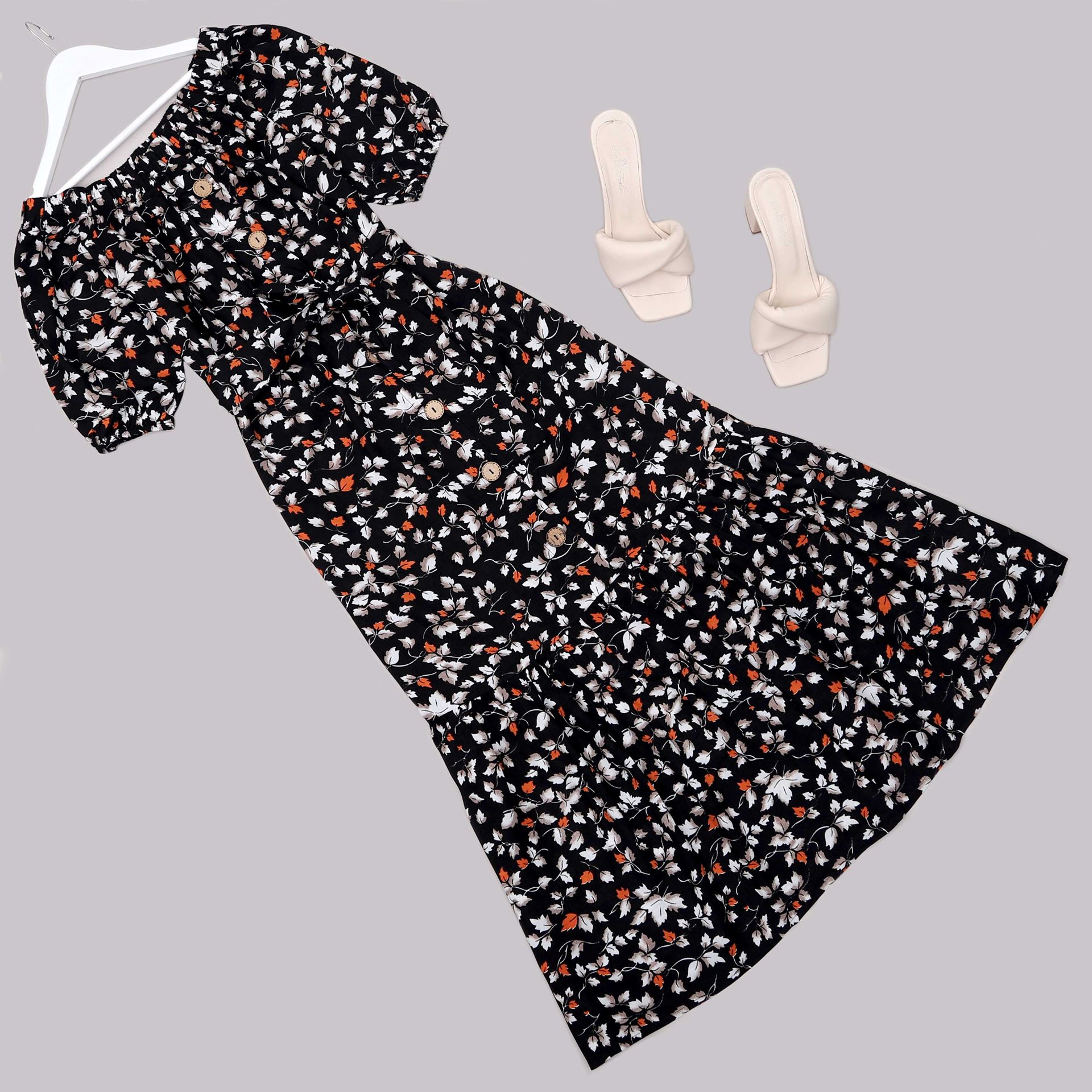 Siyah Düğmeli Elbise ELB696