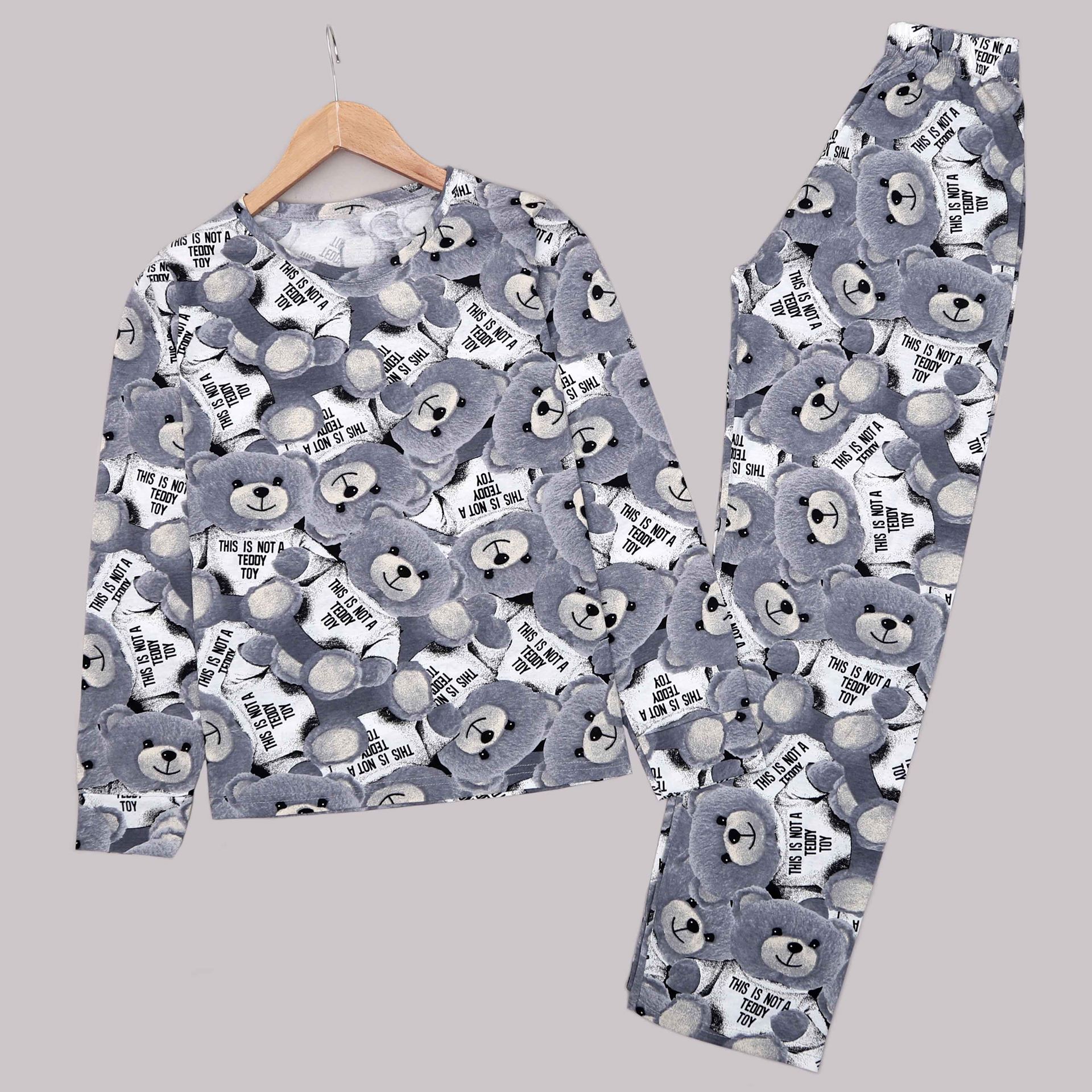Gri Desenli Pijama Takımı PJM1416