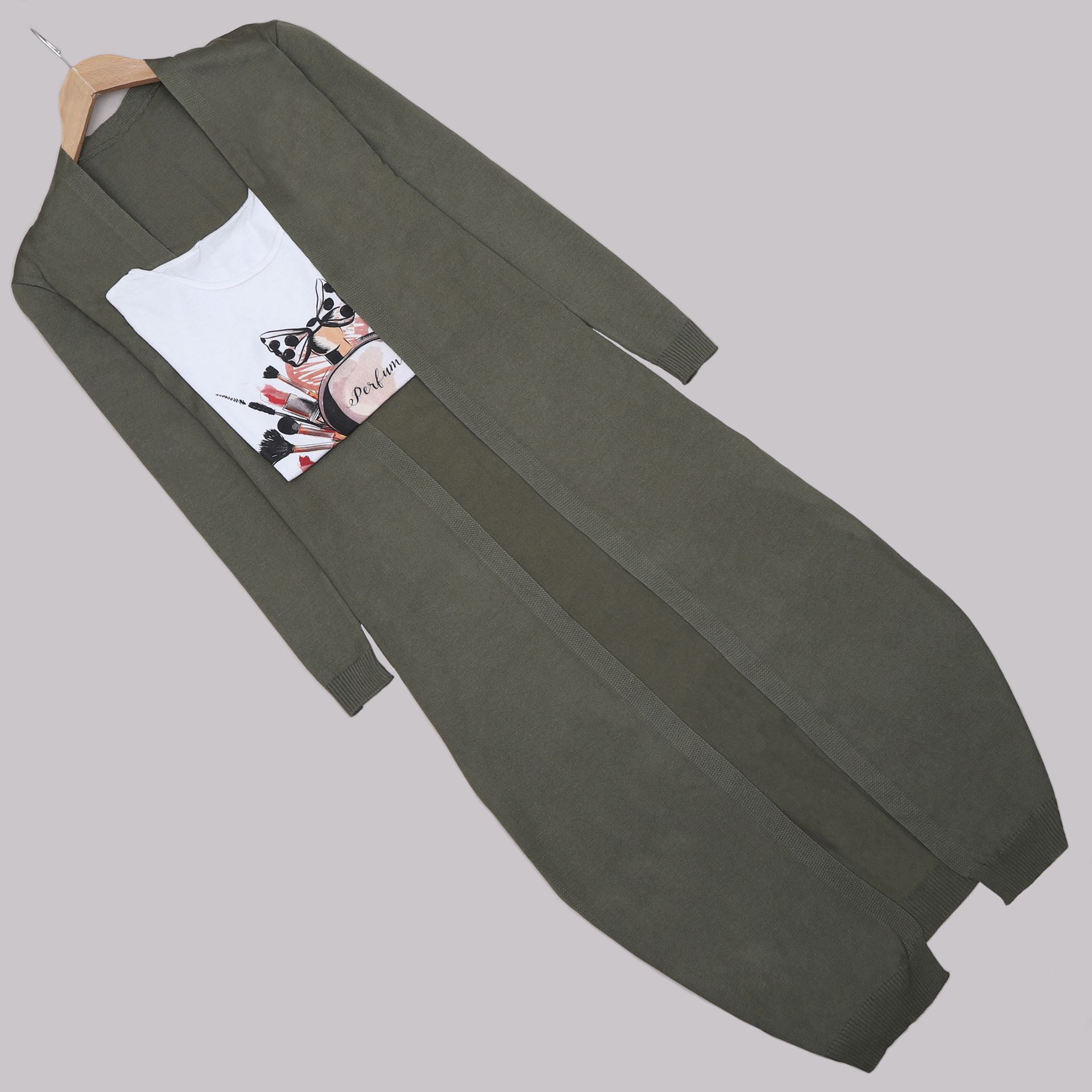 Haki Uzun Triko Hırka HRK451