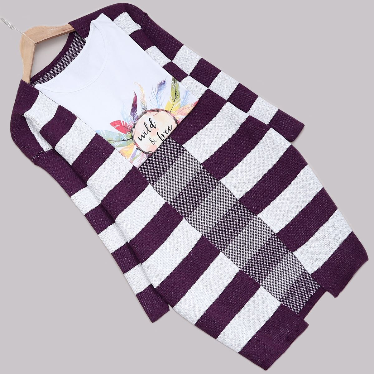 Mor Şeritli Hırka HRK283