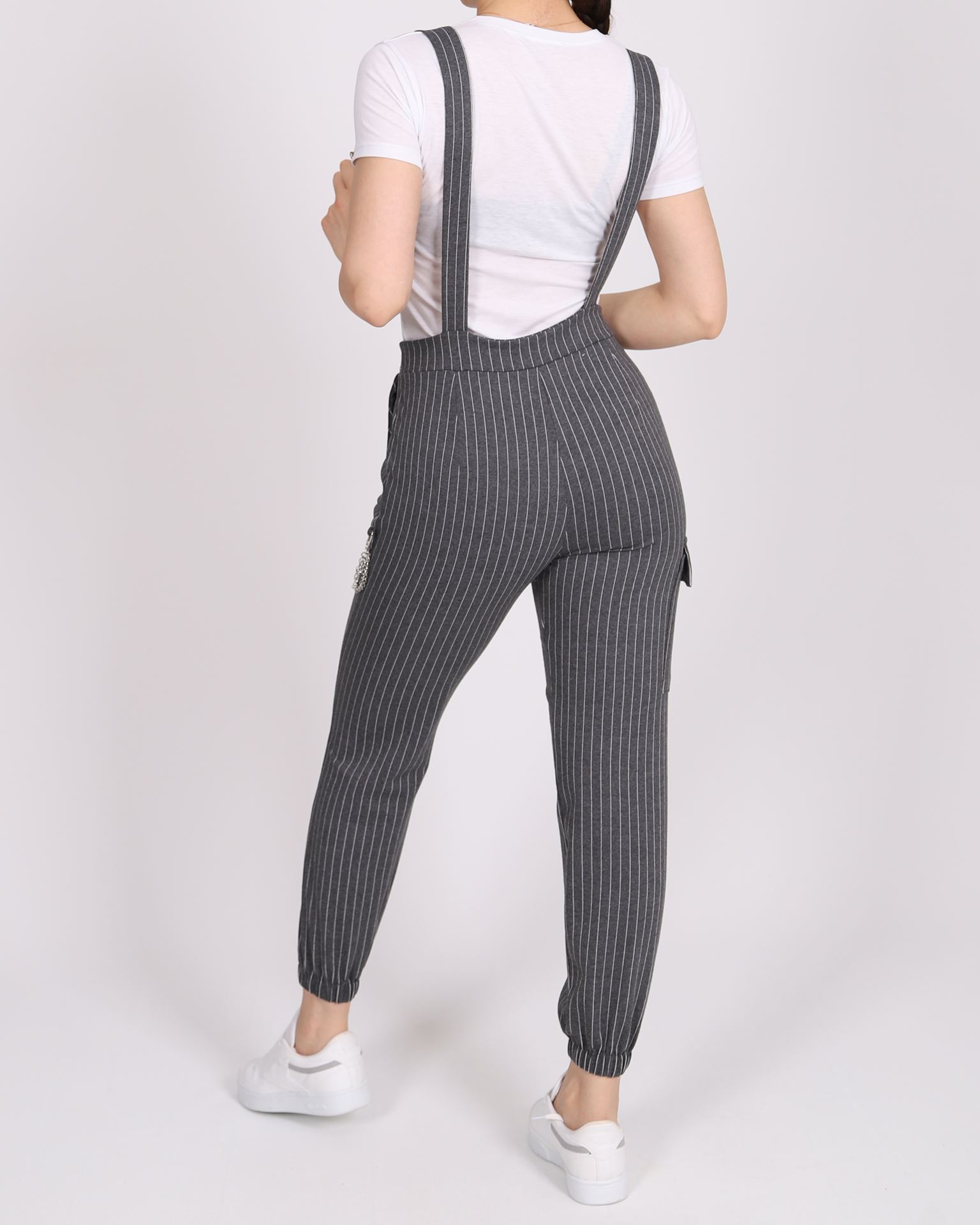 Çizgili Gri Salopet SLP057