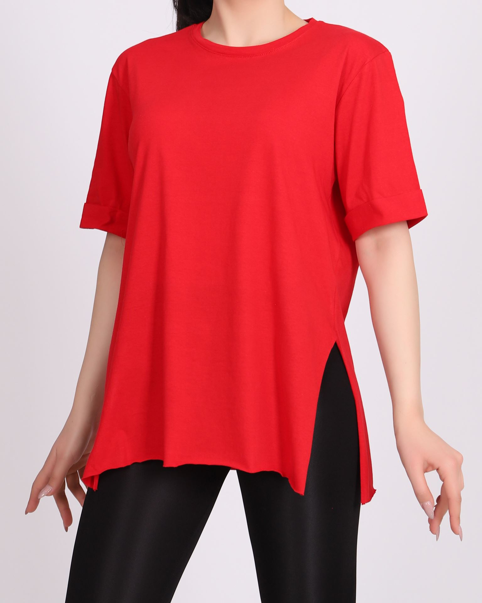 Kırmızı Duble Kol Yırtmaçlı T-shirt TSH263