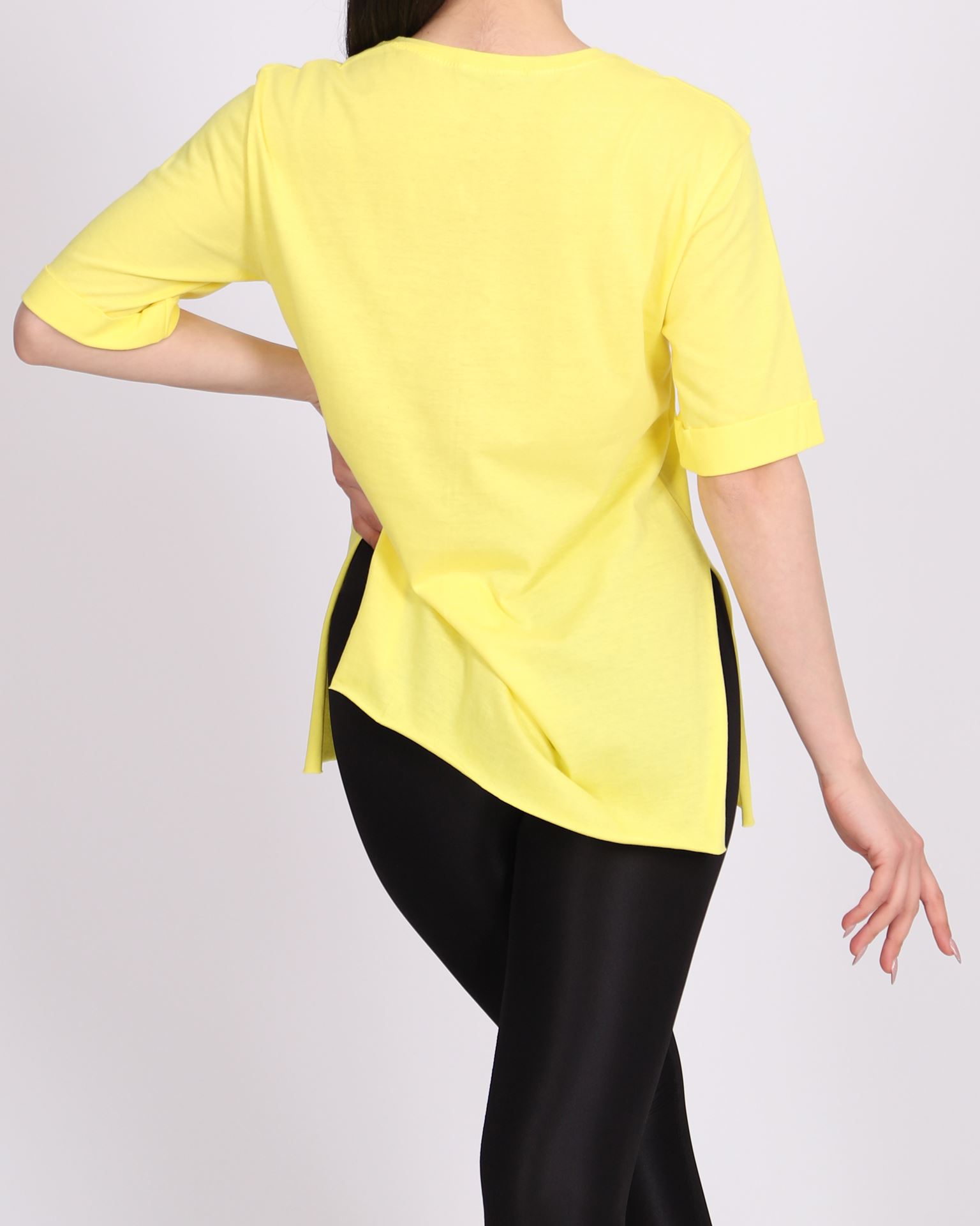Sarı Duble Kol Yırtmaçlı T-shirt TSH265