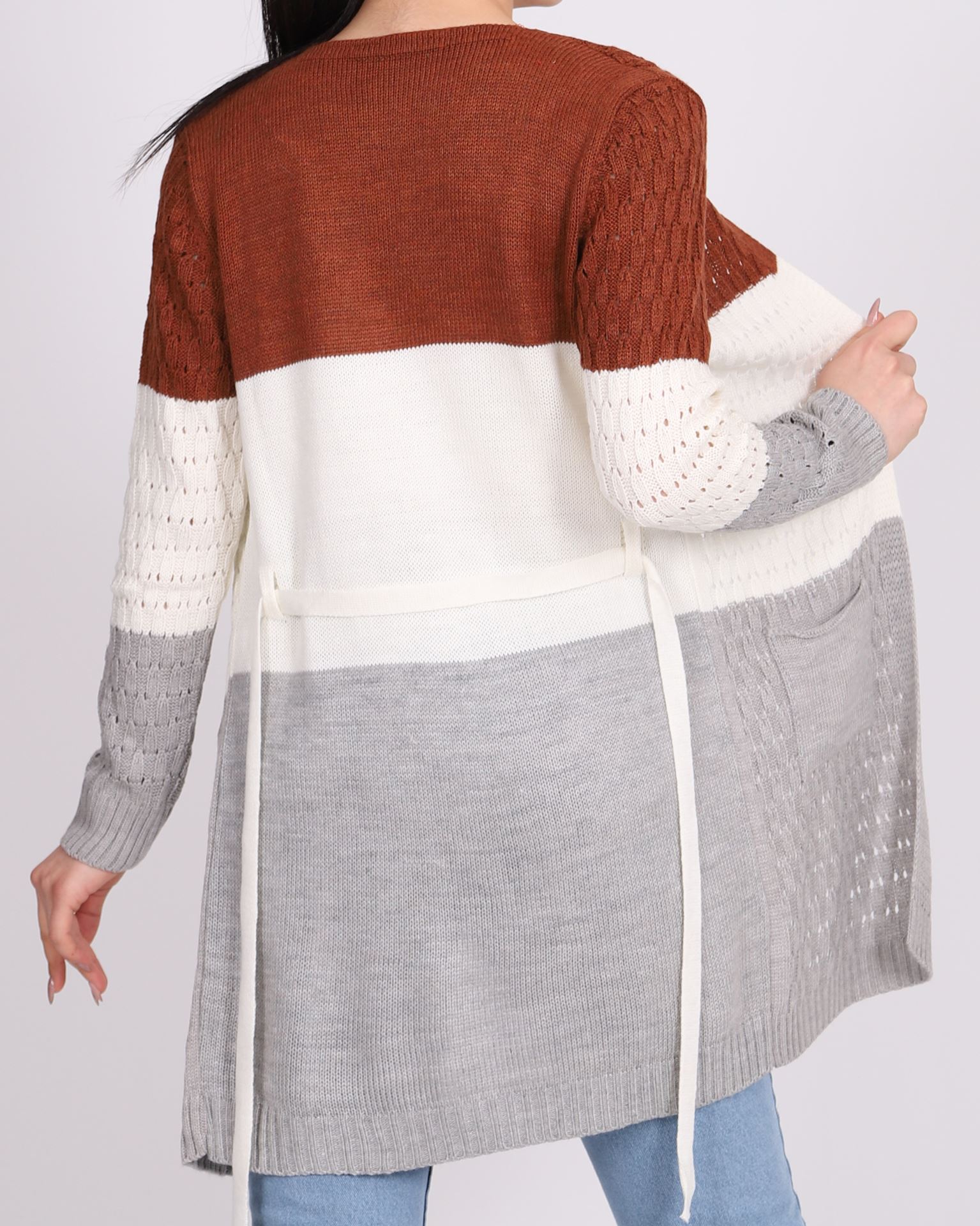 Üç Renk Kuşaklı Hırka HRK377