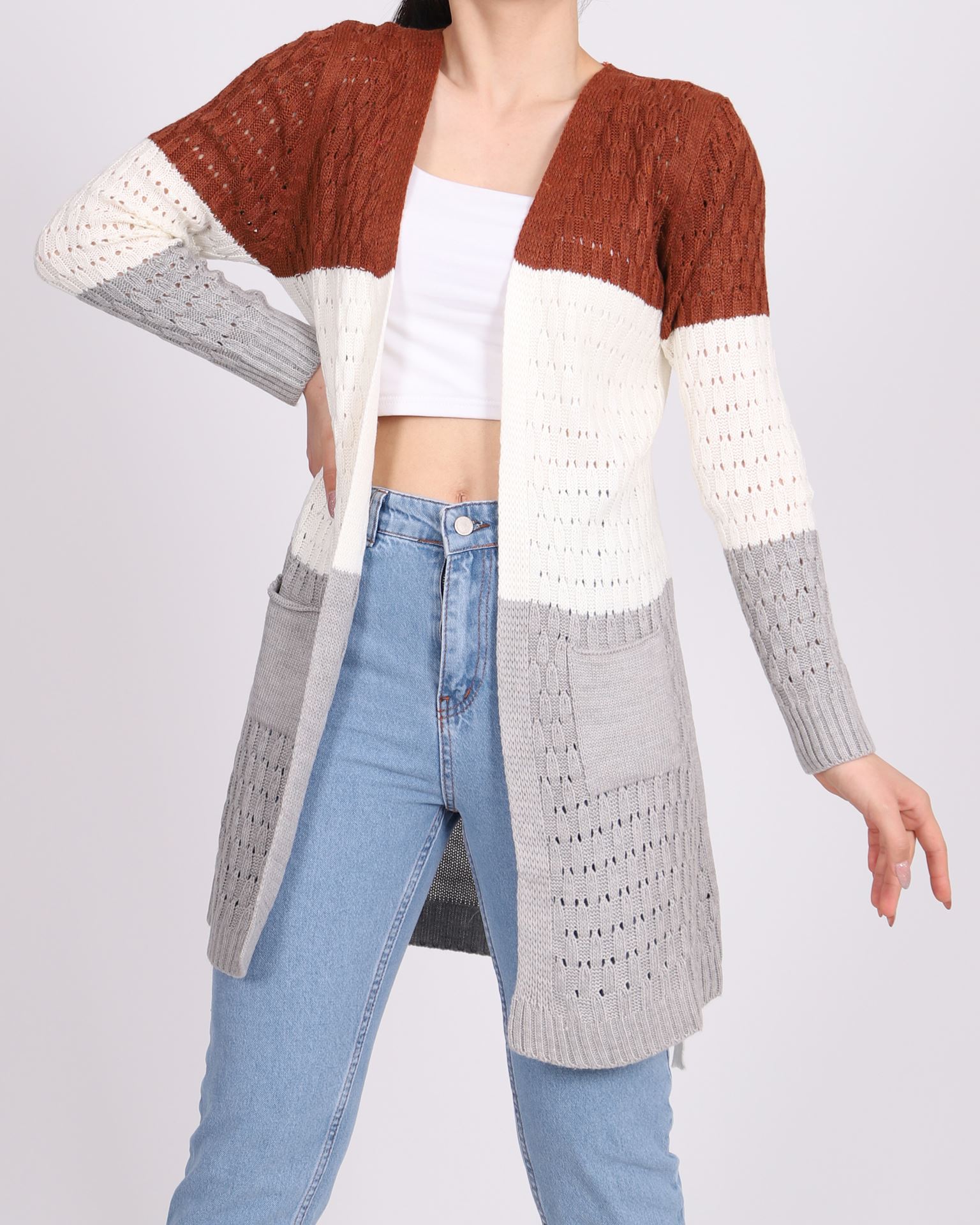 Üç Renk Kuşaklı Hırka HRK377