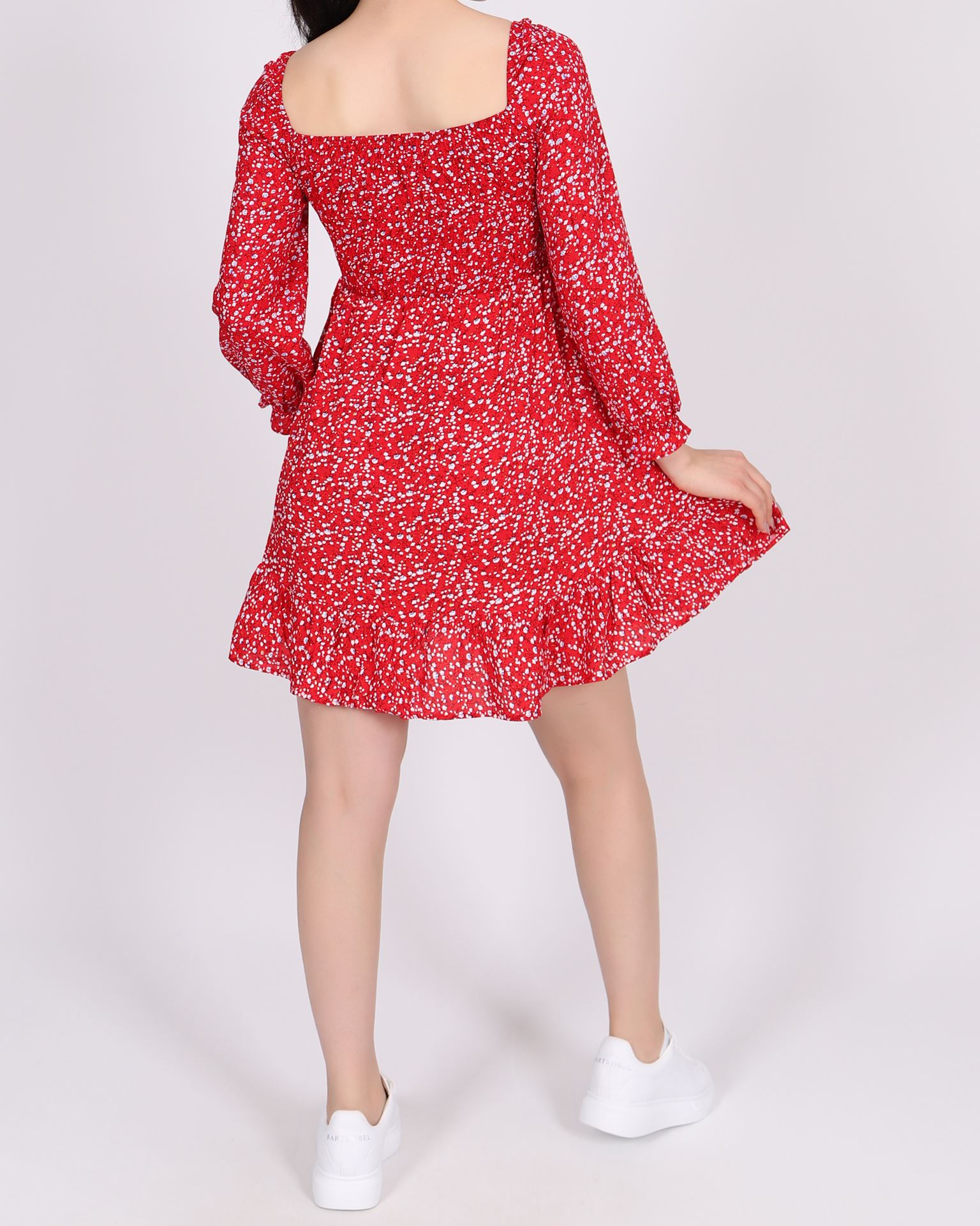 Kırmızı Çiçekli Elbise ELB702