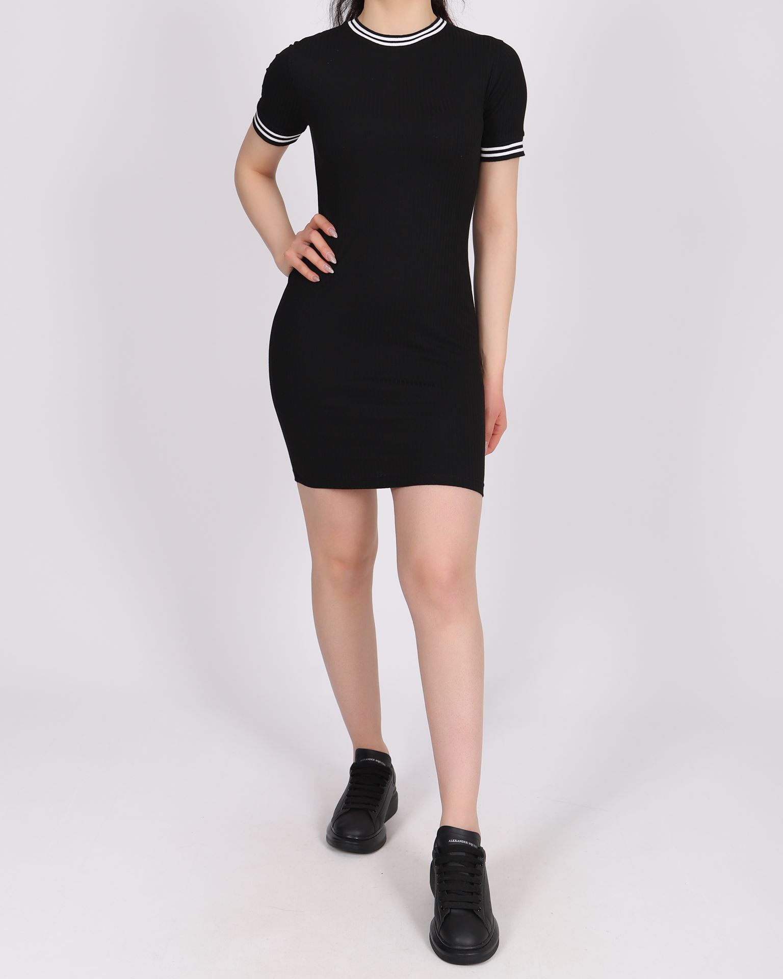 Siyah Şeritli Elbise ELB759