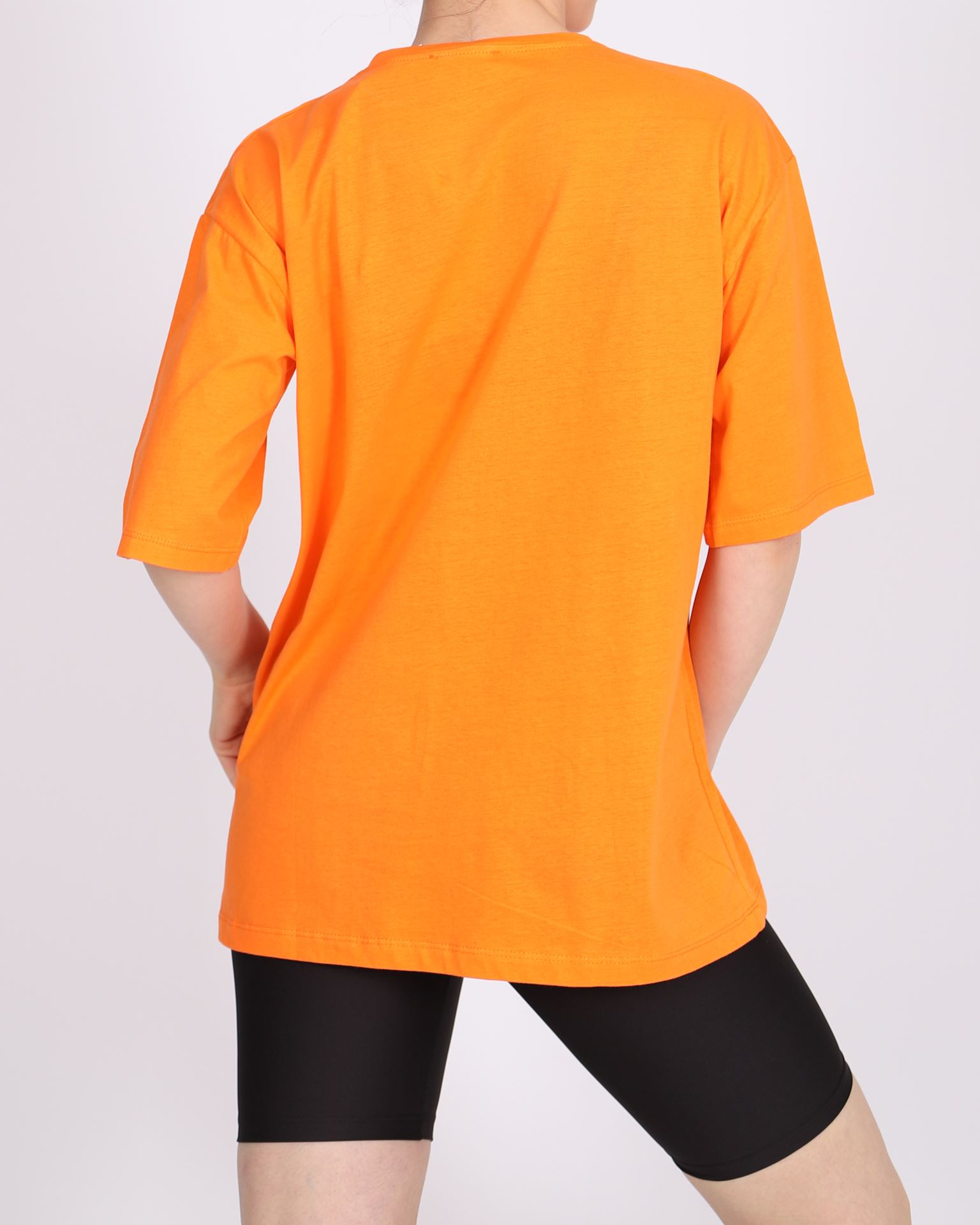 Turuncu Baskılı Duble Kol T-shirt TSH281