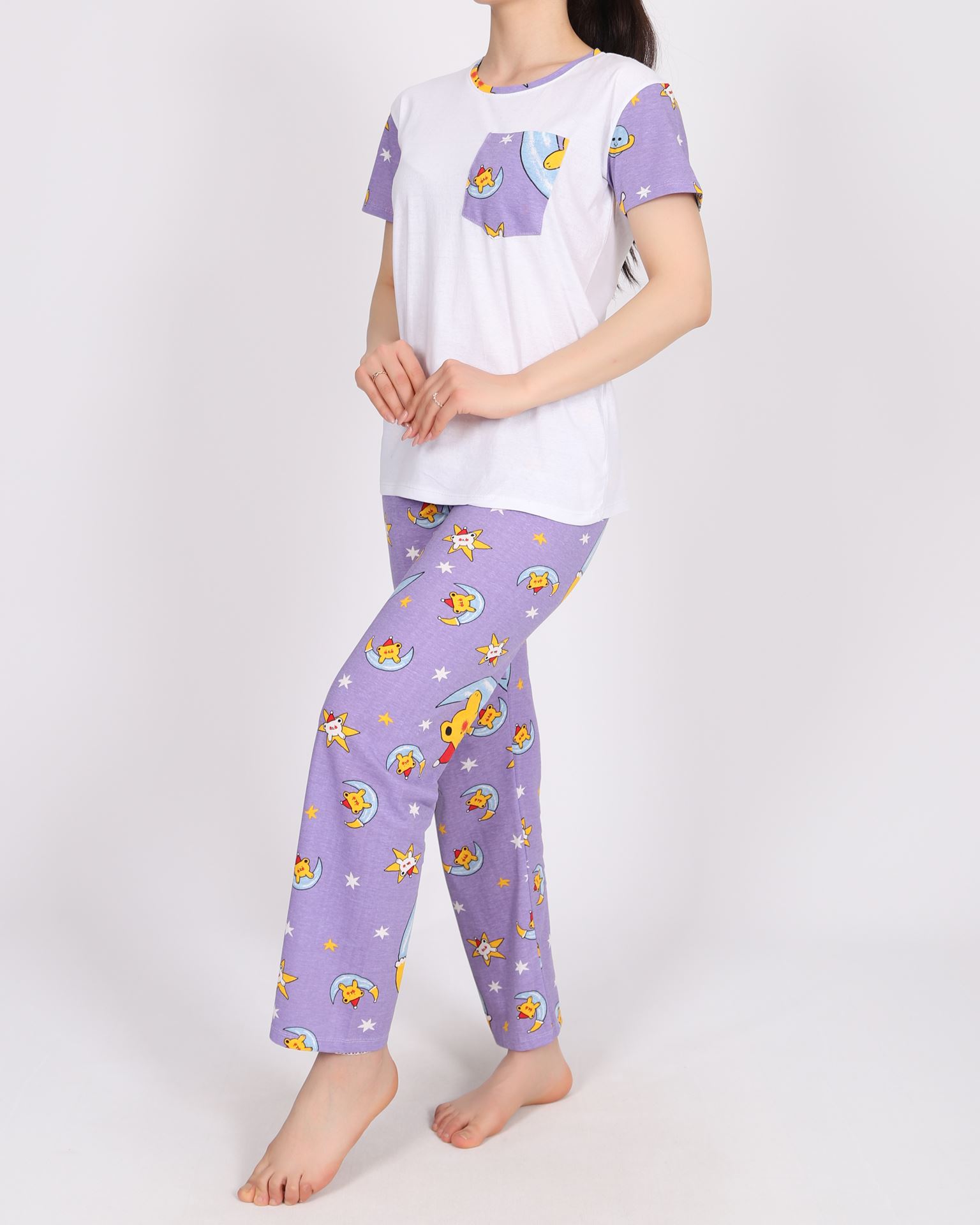 Uyku Bantlı Beyaz Pijama Takımı PJM1510