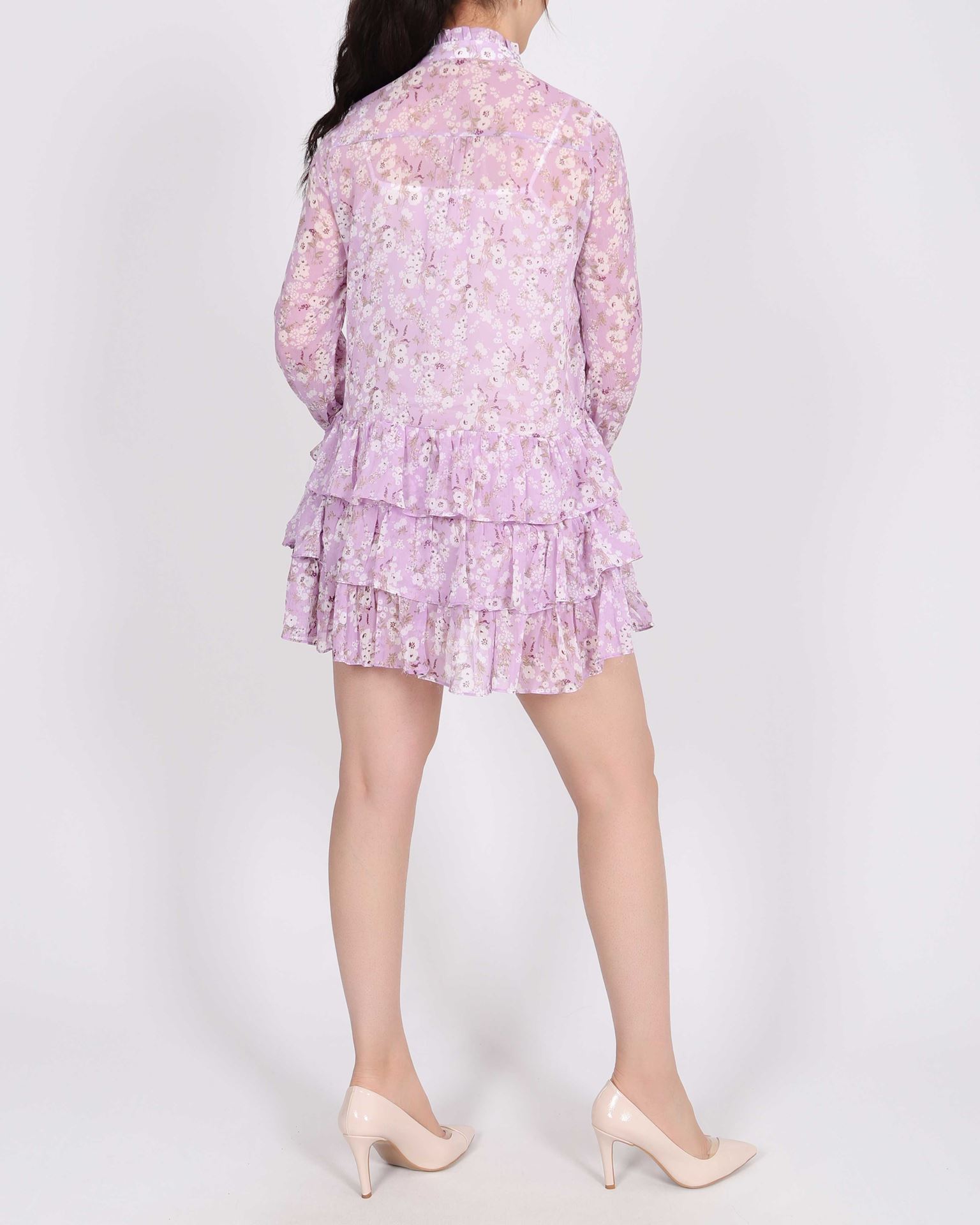 Lila Şifon Astarlı Elbise ELB801
