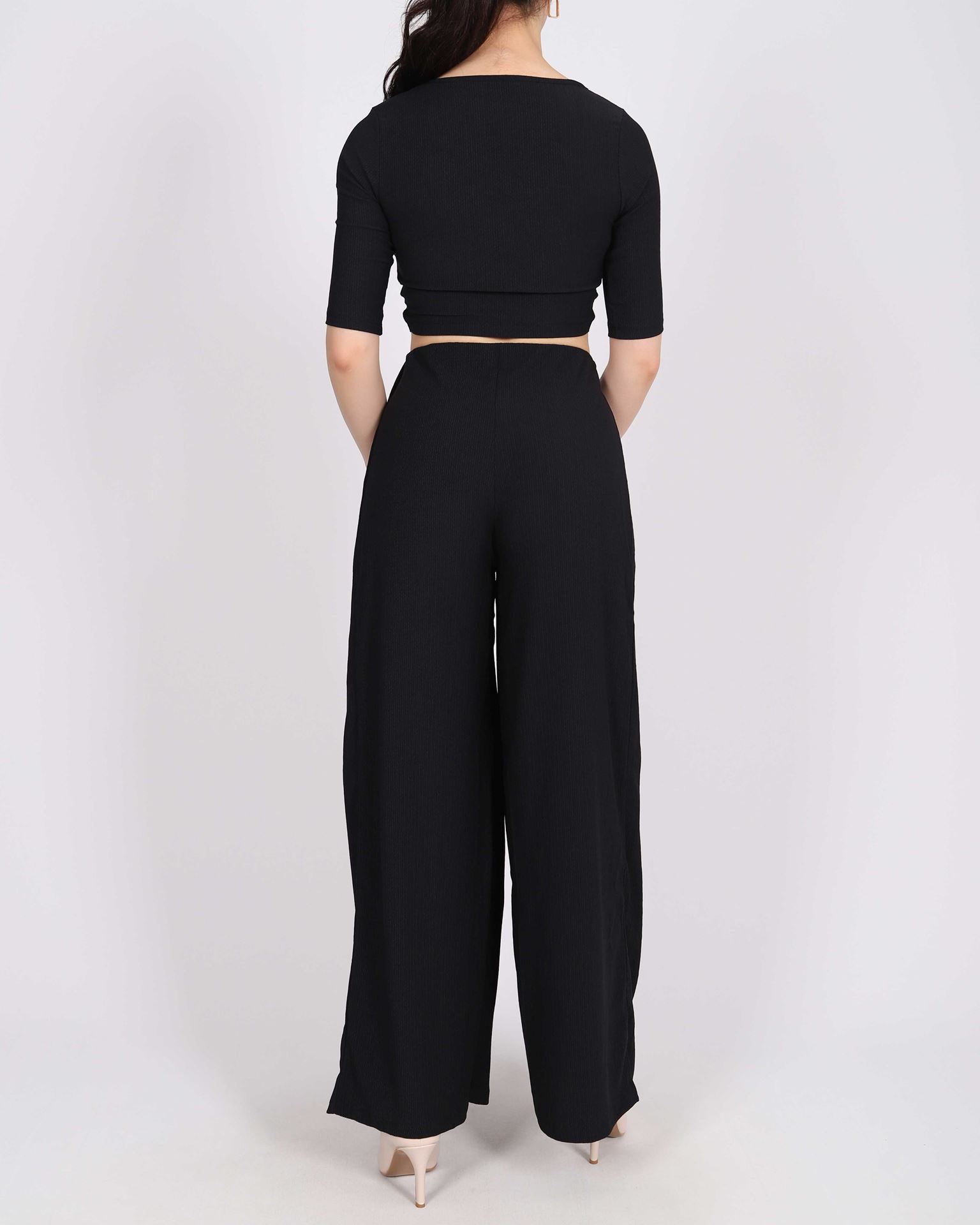 Siyah Pileli Pantolon Bluz Takım TKM1989