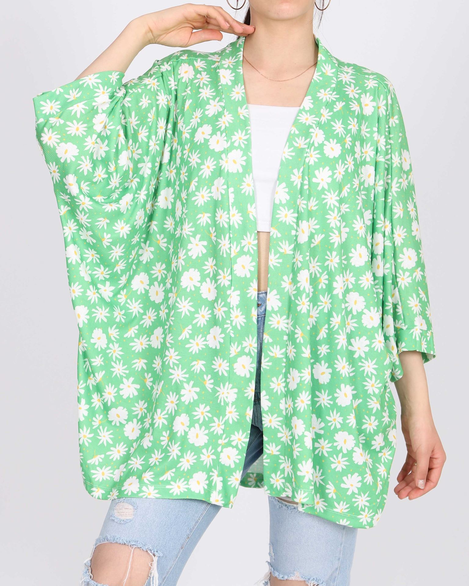 Yeşil Yarasa Kol Kimono Ceket CKT328