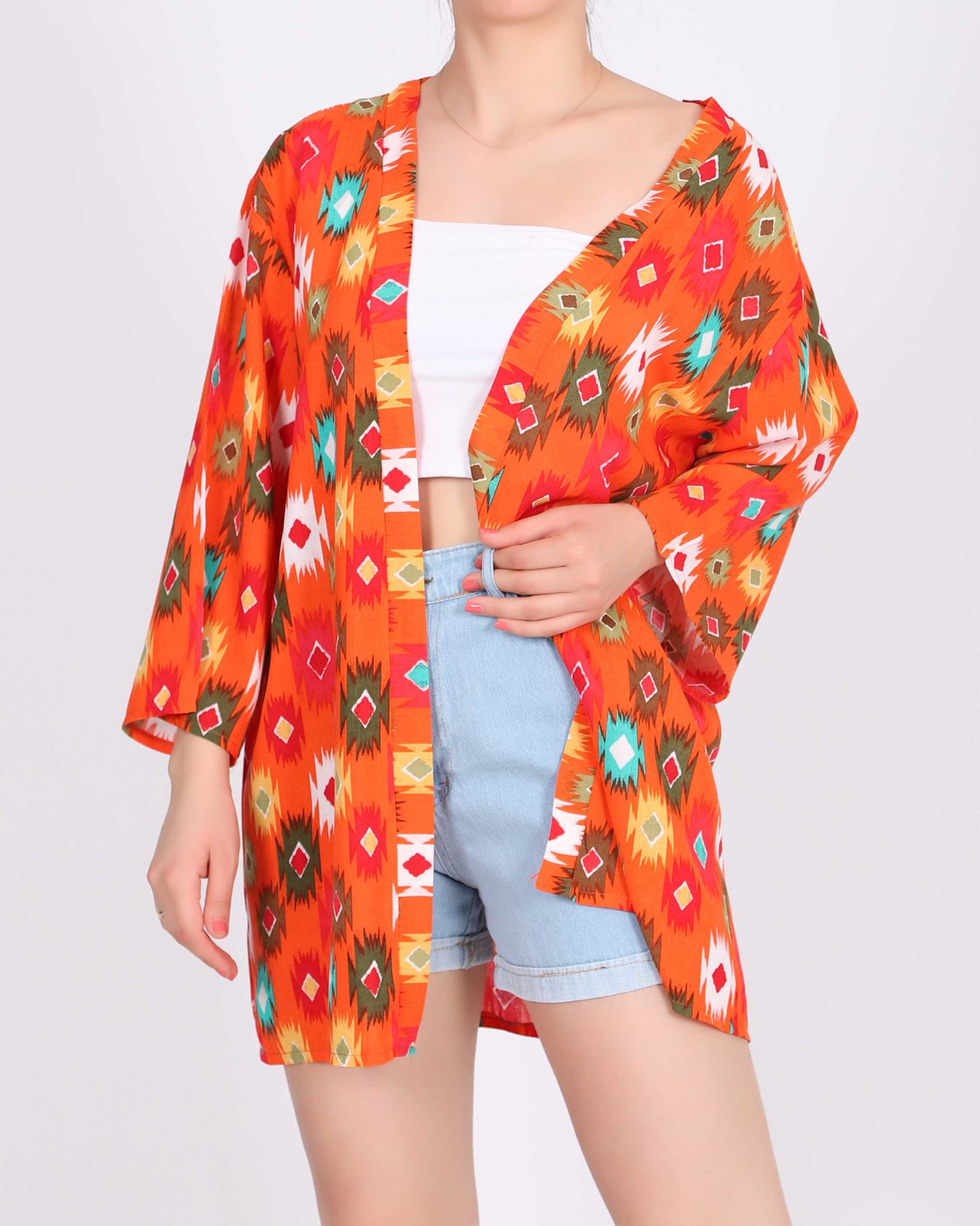 Turuncu Desenli Kimono CKT338