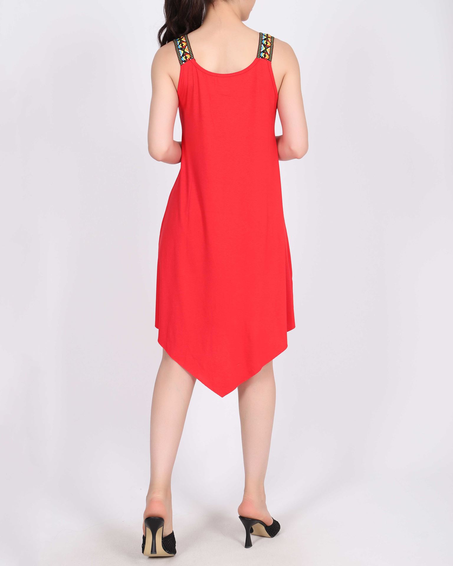 Kırmızı Asimetrik Elbise ELB888