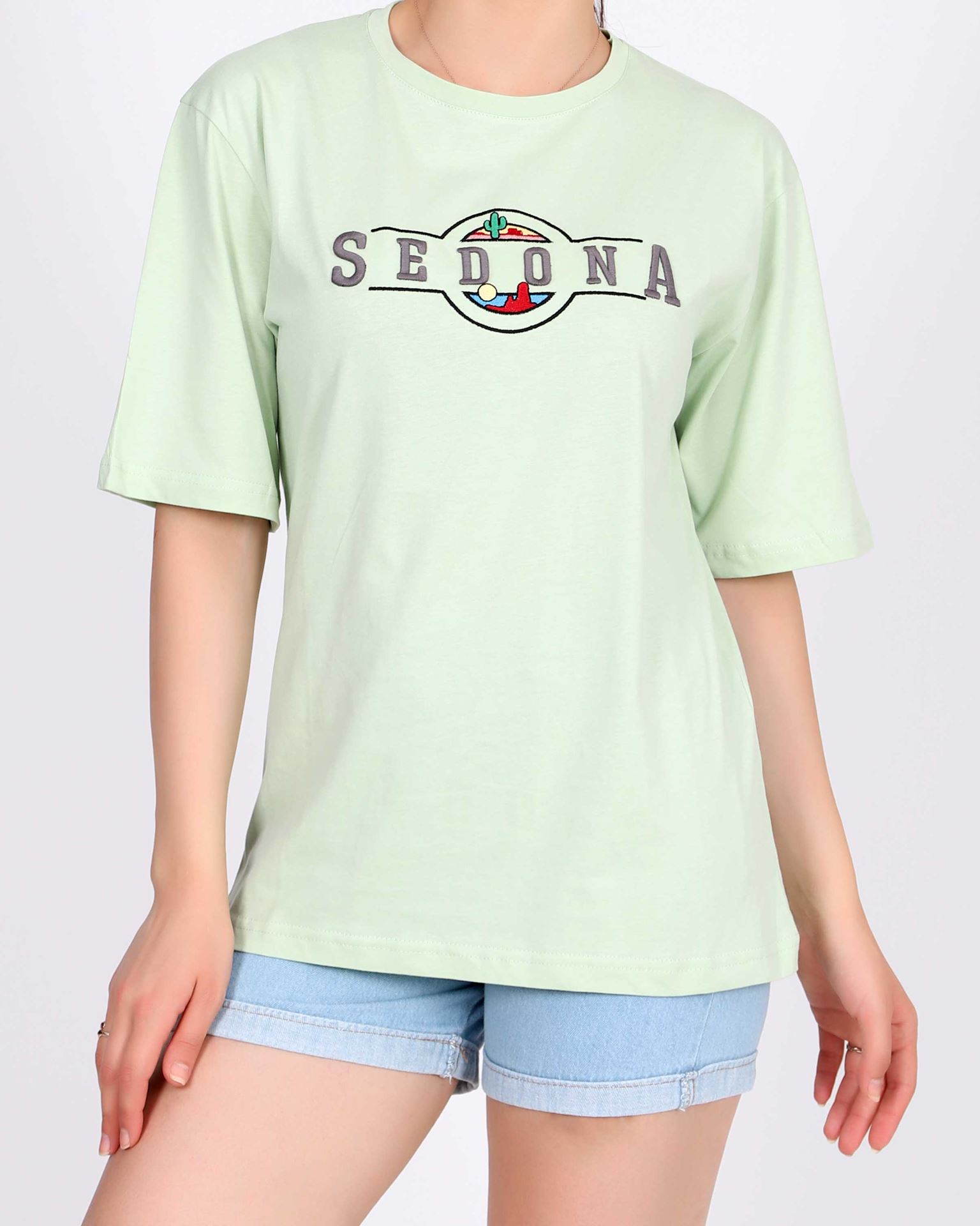 Su Yeşili Nakışlı T-shirt TSH315