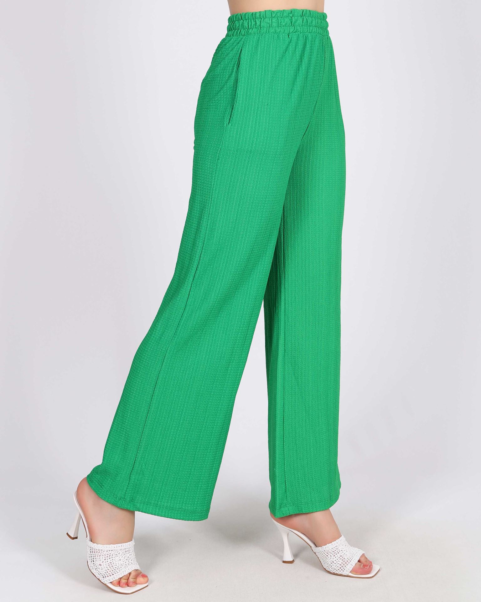 Yeşil Krinkıl Kumaş Pantolon PNT433