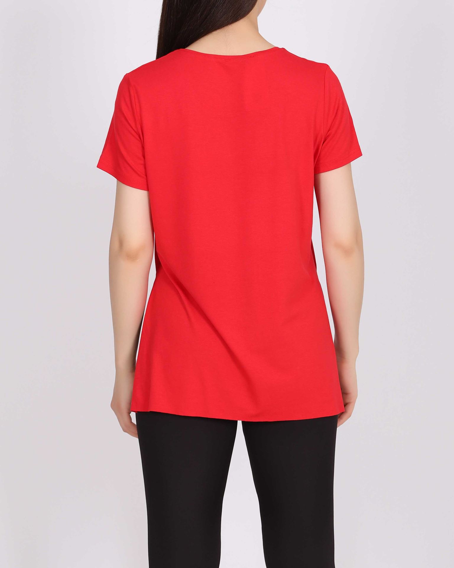Kırmızı Yandan Yırtmaçlı T-shirt TSH330