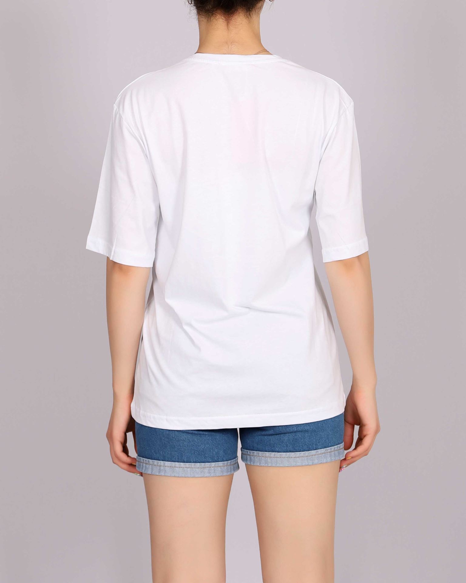 Beyaz Nakışlı T-shirt TSH335