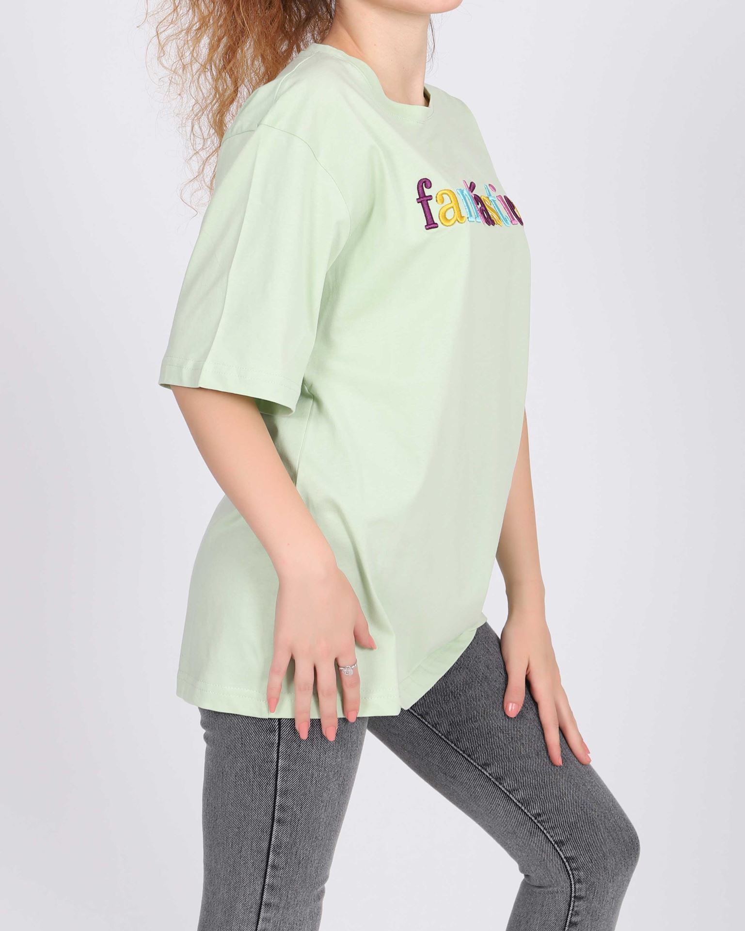 Su Yeşili Nakışlı T-shirt TSH341