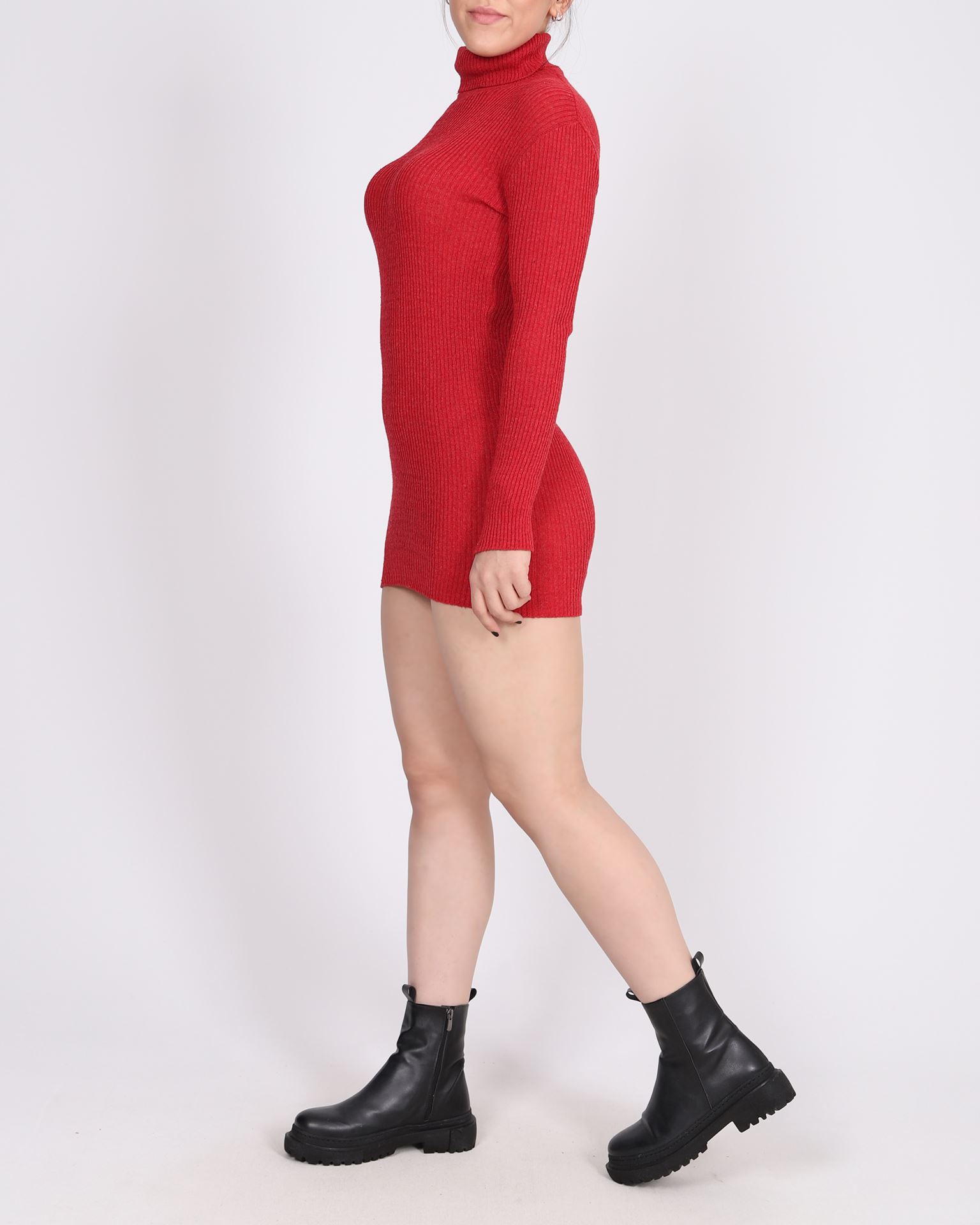 Kırmızı Triko Tunik Elbise TNK029
