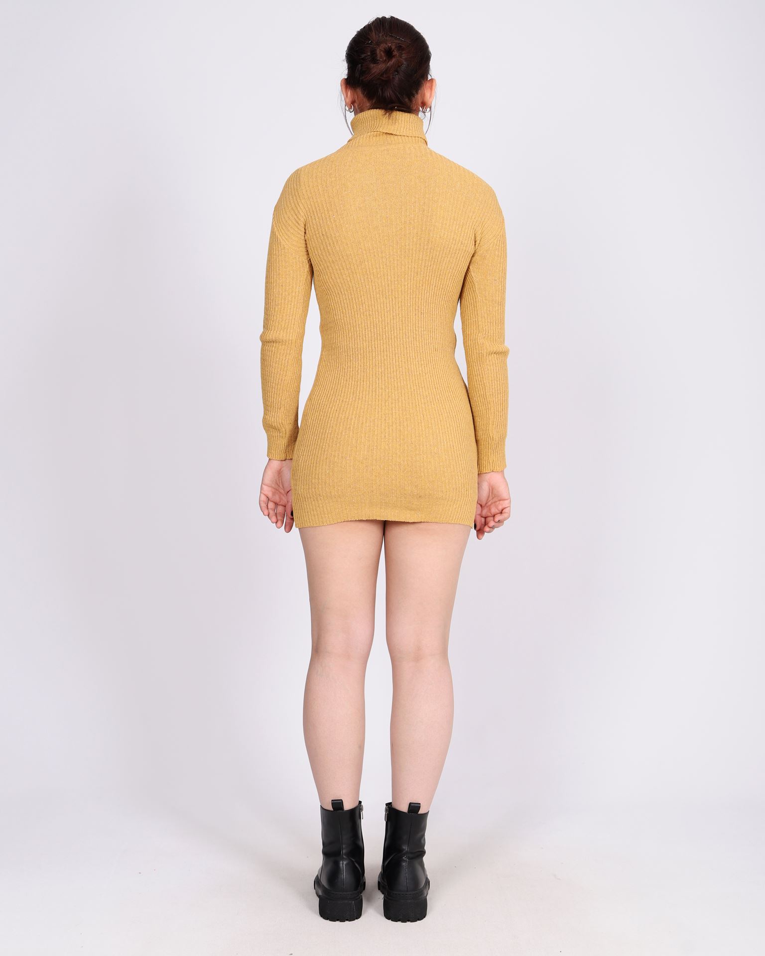 Hardal Sarısı Triko Tunik Elbise TNK031