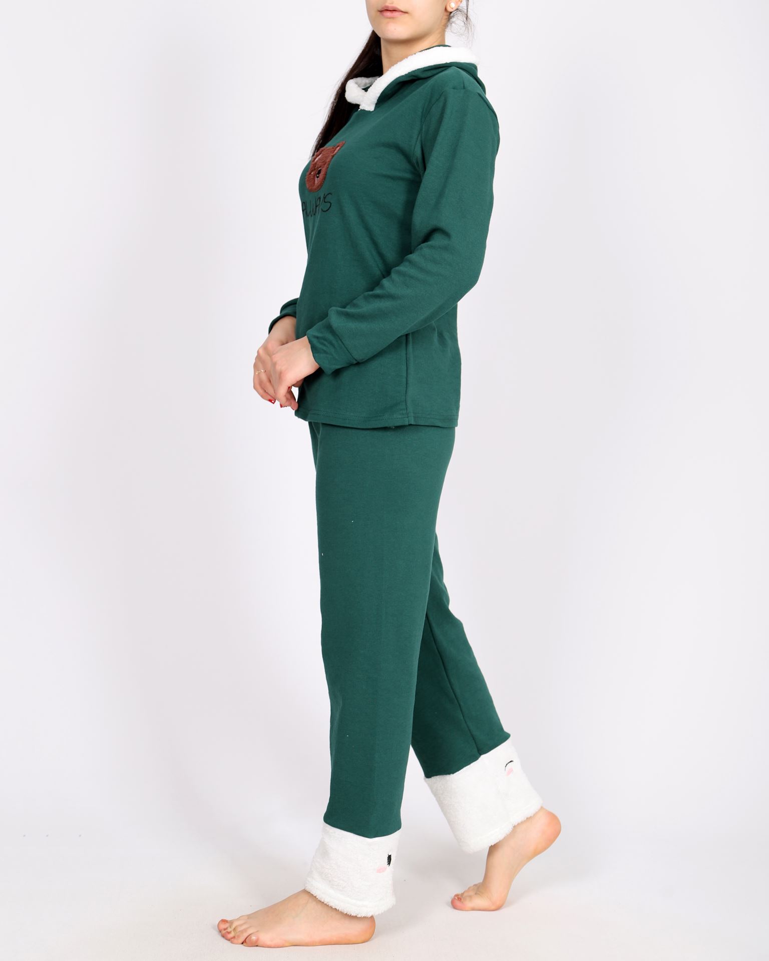 Yeşil Nakışlı Pijama Takımı PJM1596
