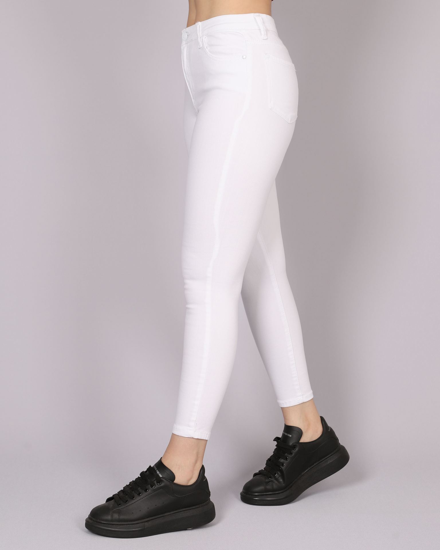 Beyaz Yüksek Bel Skinny Jean PNT561