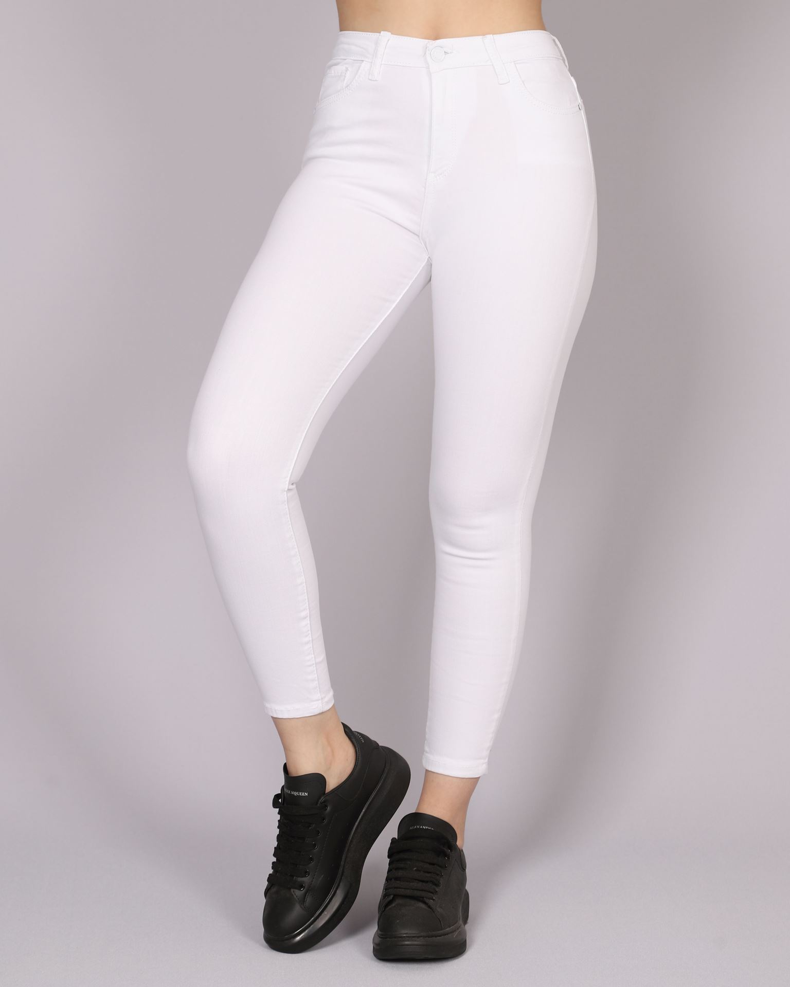 Beyaz Yüksek Bel Skinny Jean PNT561