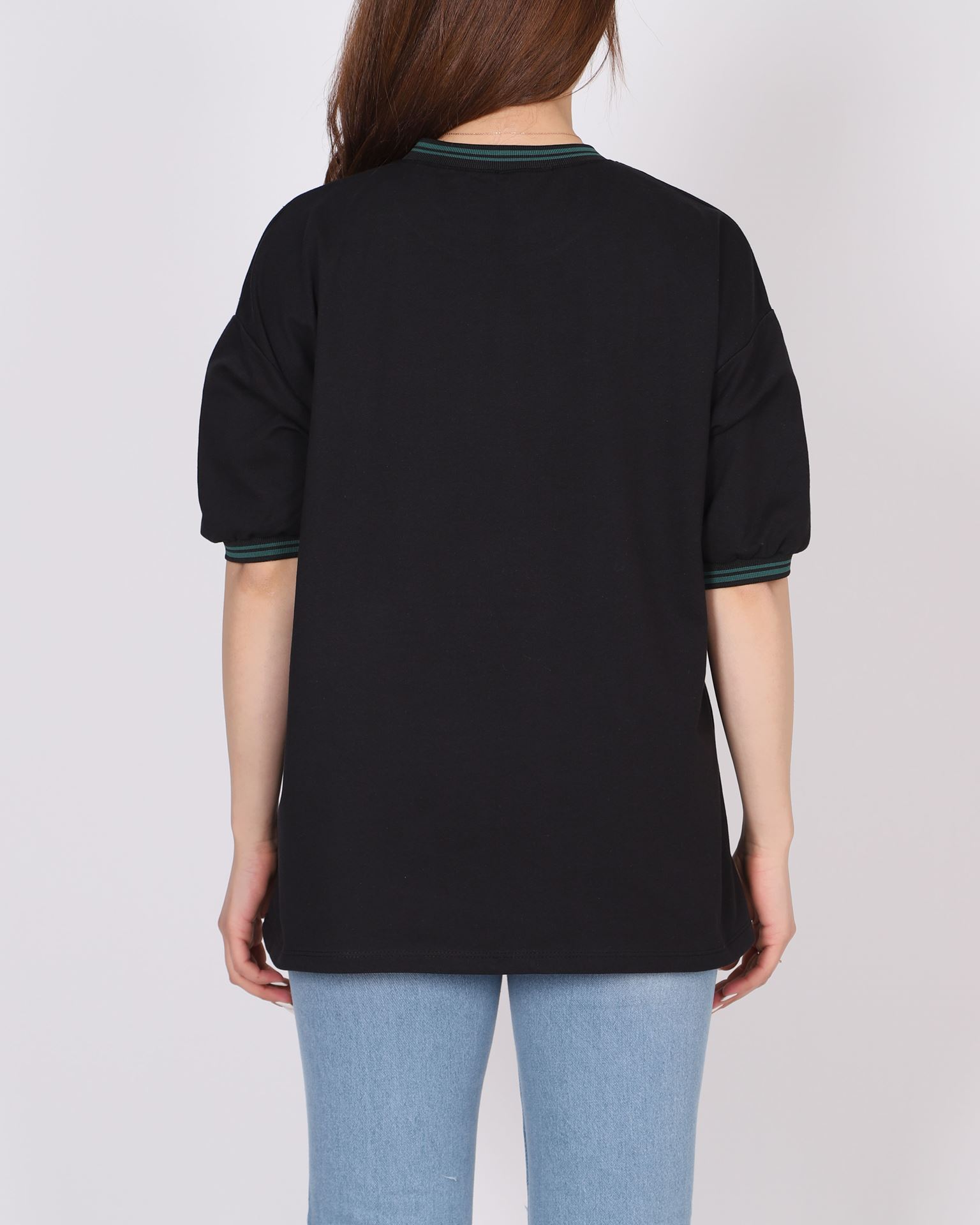 Siyah Ribanalı T-shirt TSH343