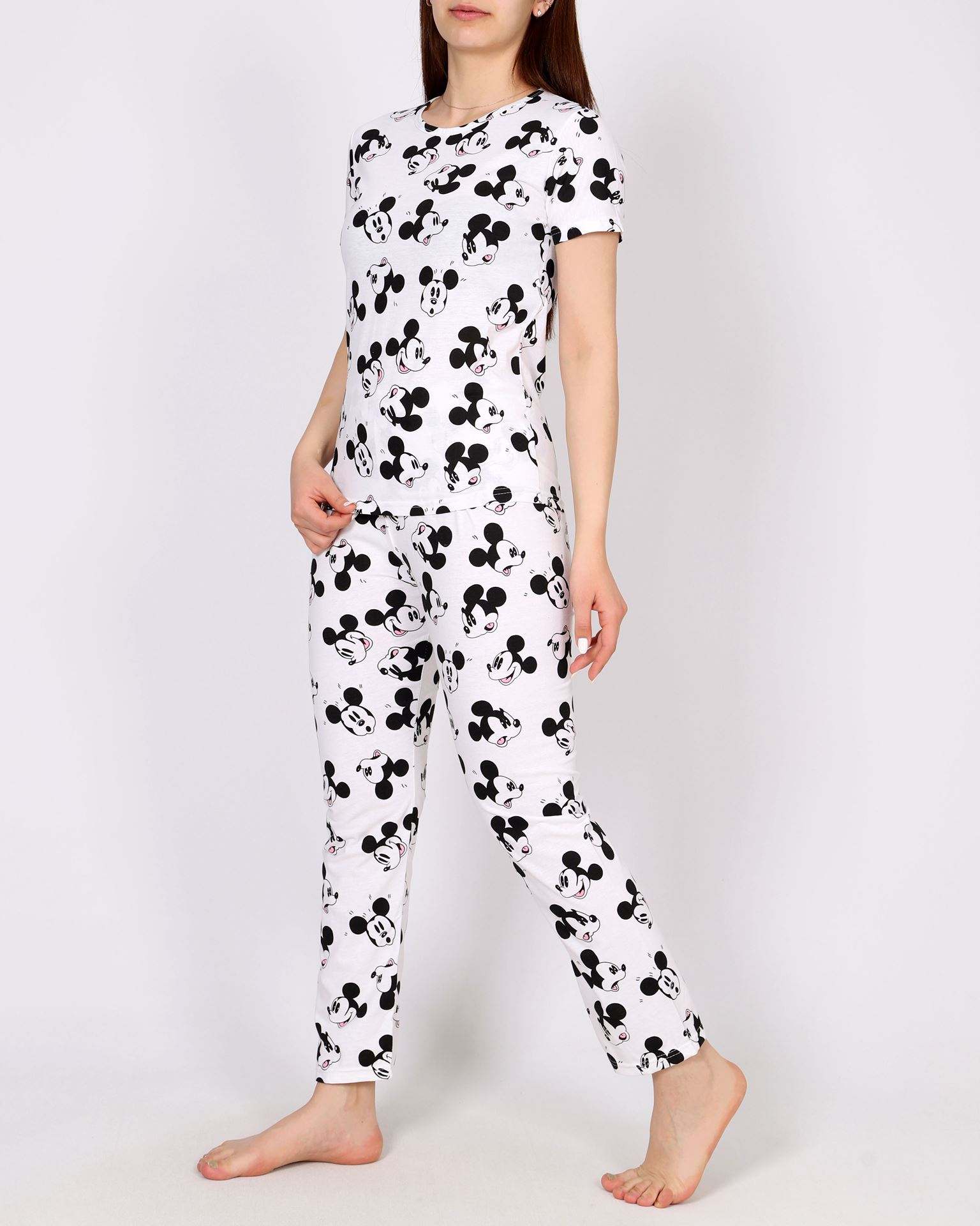 Beyaz Desenli Pijama Takımı PJM1637