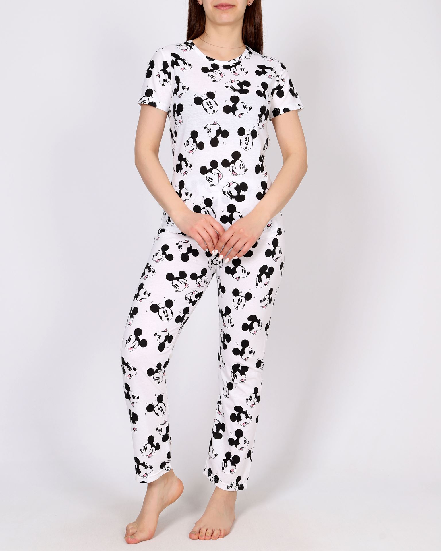 Beyaz Desenli Pijama Takımı PJM1637