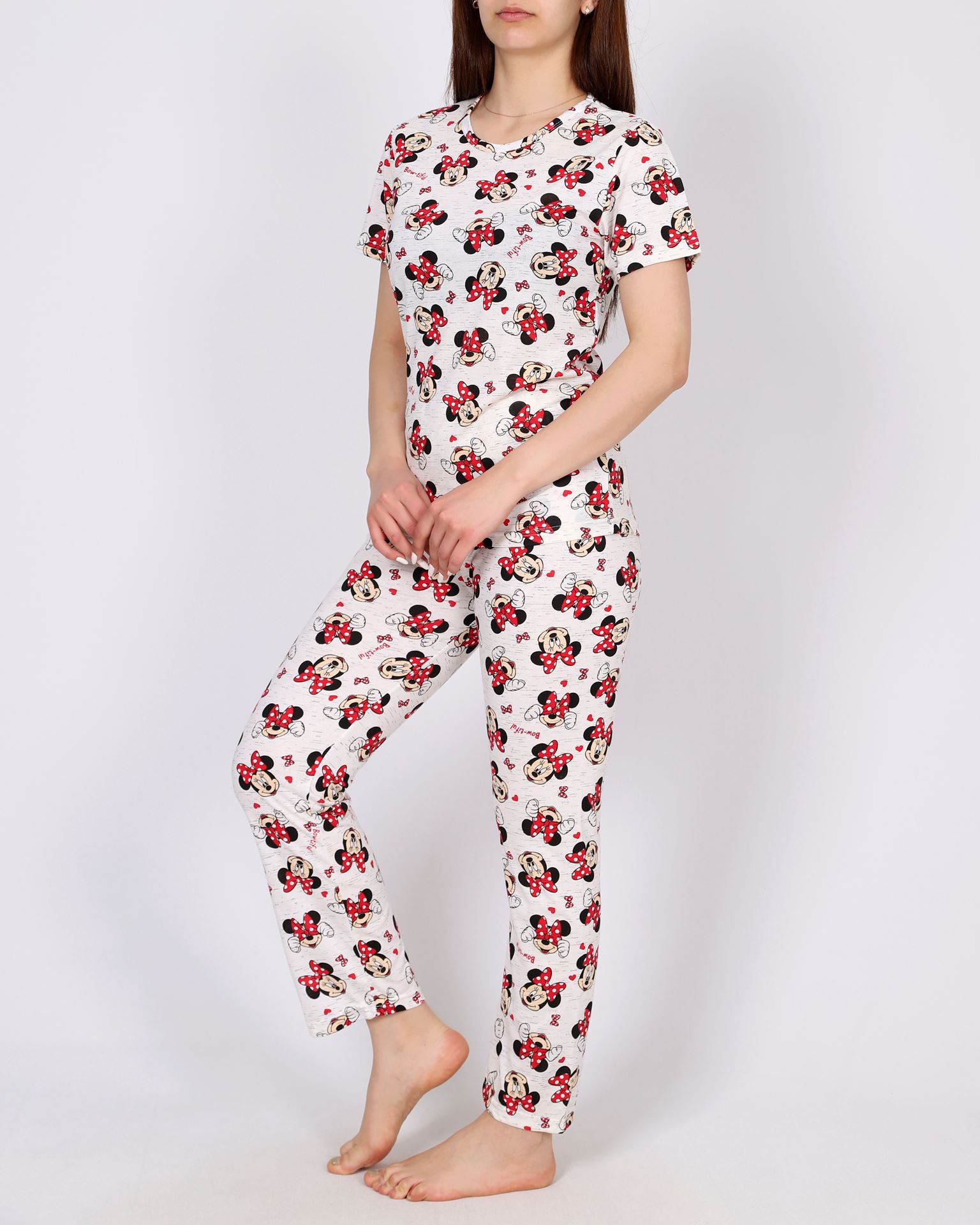 Beyaz Desenli Pijama Takımı PJM1638