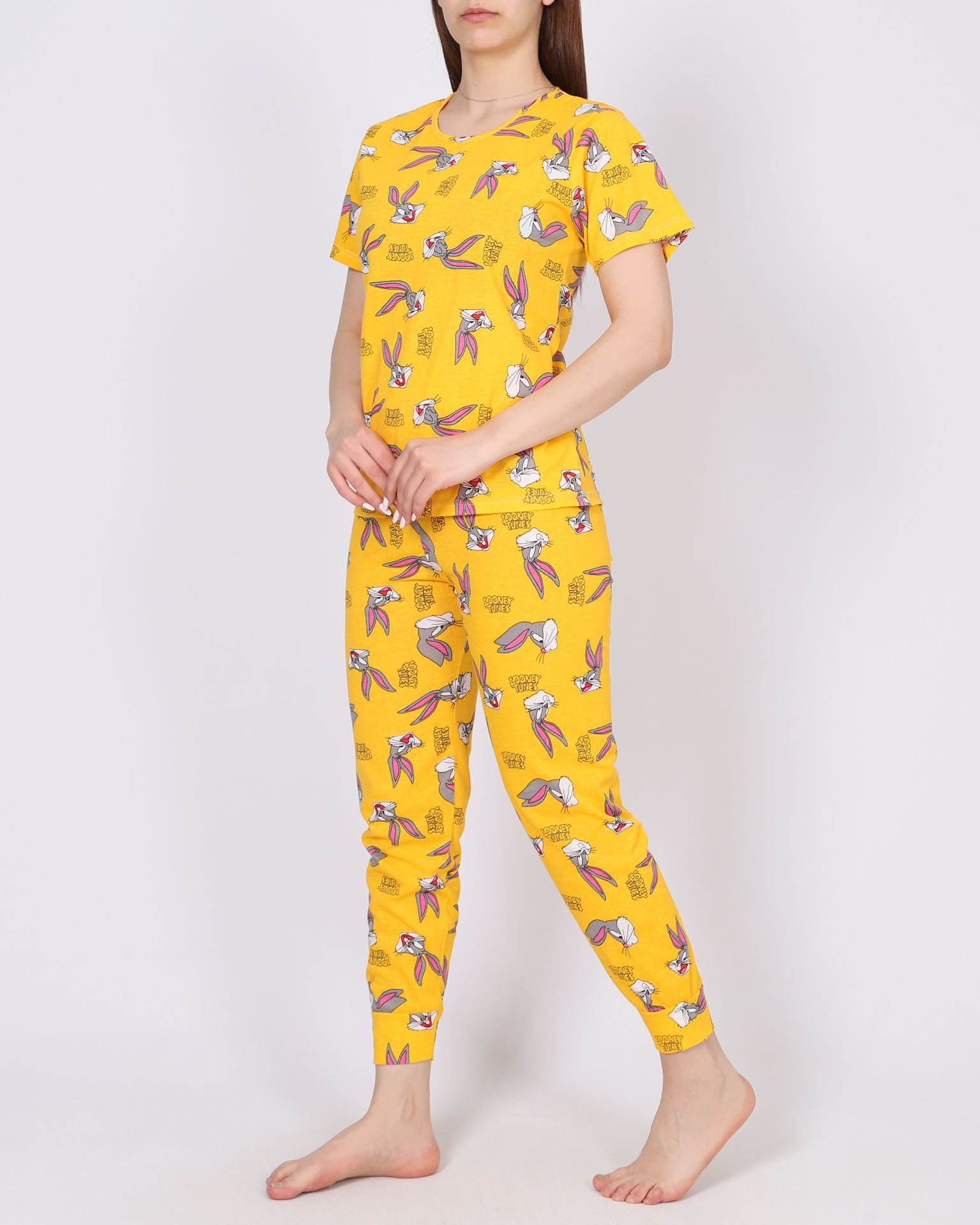 Sarı Desenli Pijama Takımı PJM1649