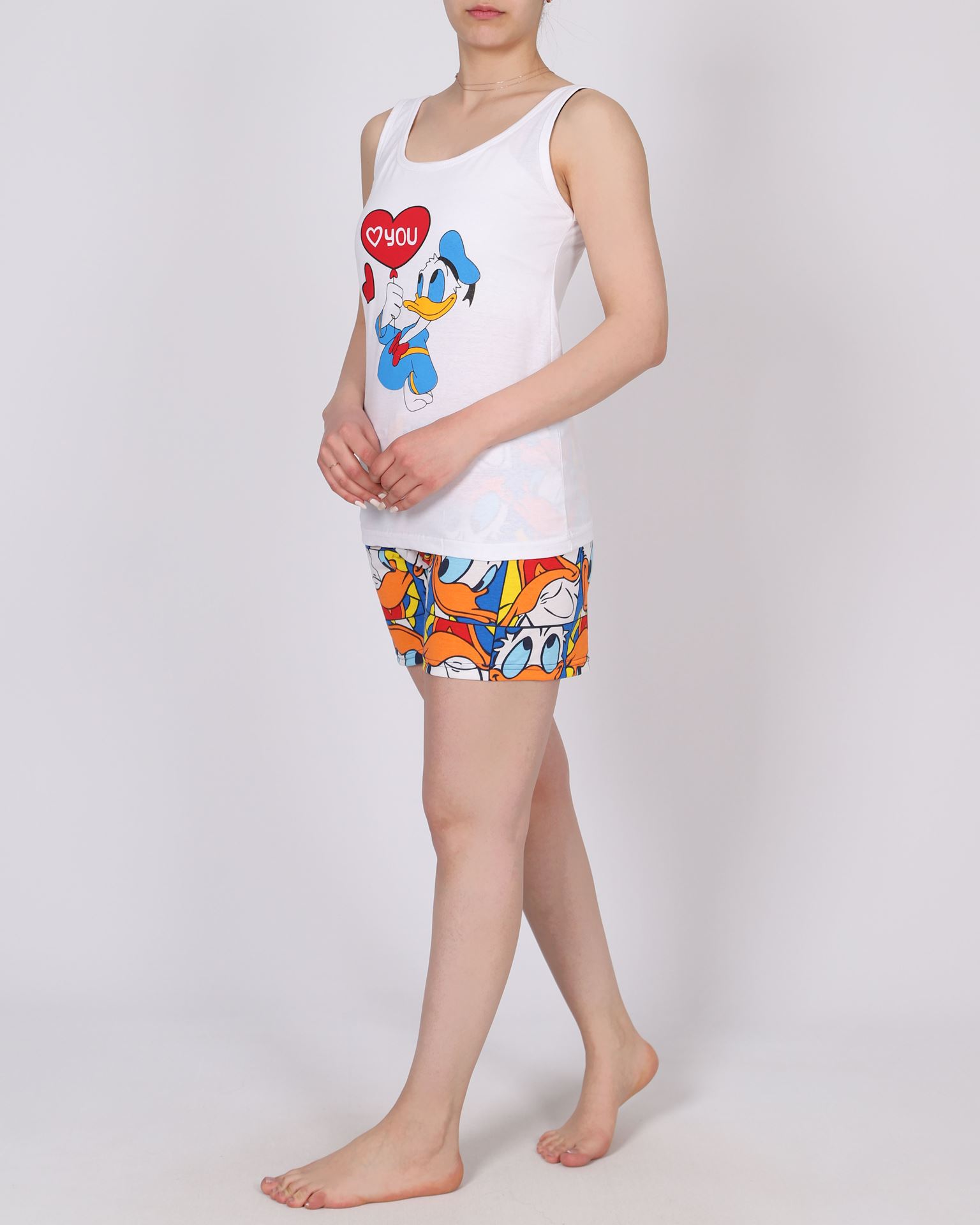 Beyaz Şortlu Pijama Takımı PJM1665