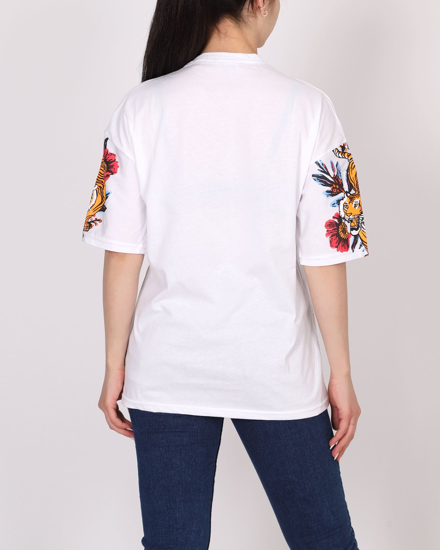 Beyaz Oversize Baskılı T-shirt TSH356