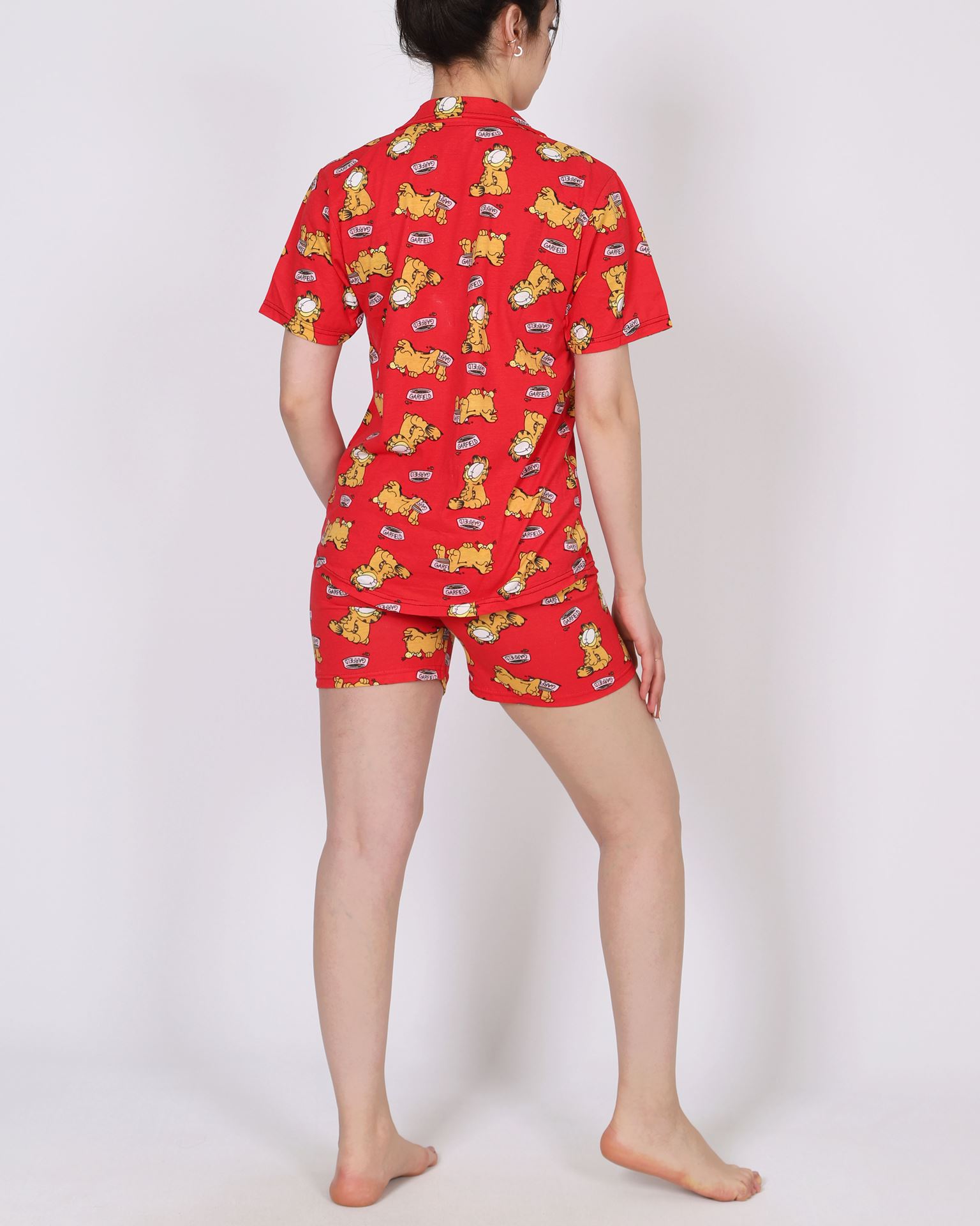 Kırmızı Desenli Düğmeli Pijama Takımı PJM1668