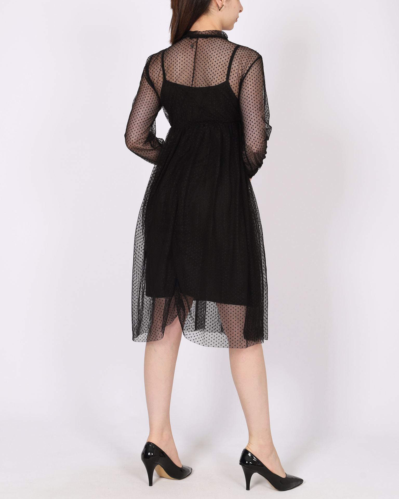 Siyah Astarlı Güpürlü Elbise ELB985