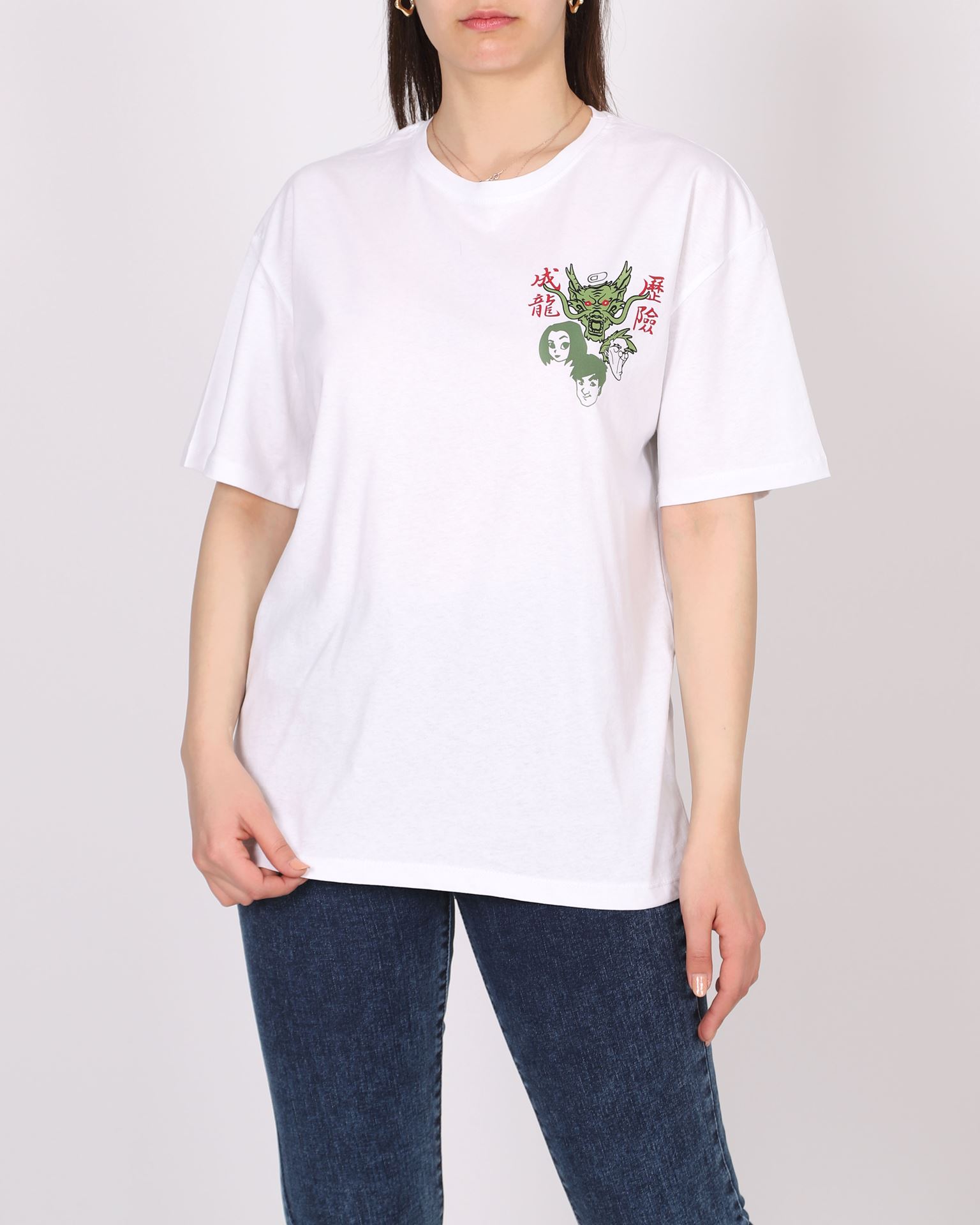 Beyaz Oversize Baskılı T-shirt  TSH364