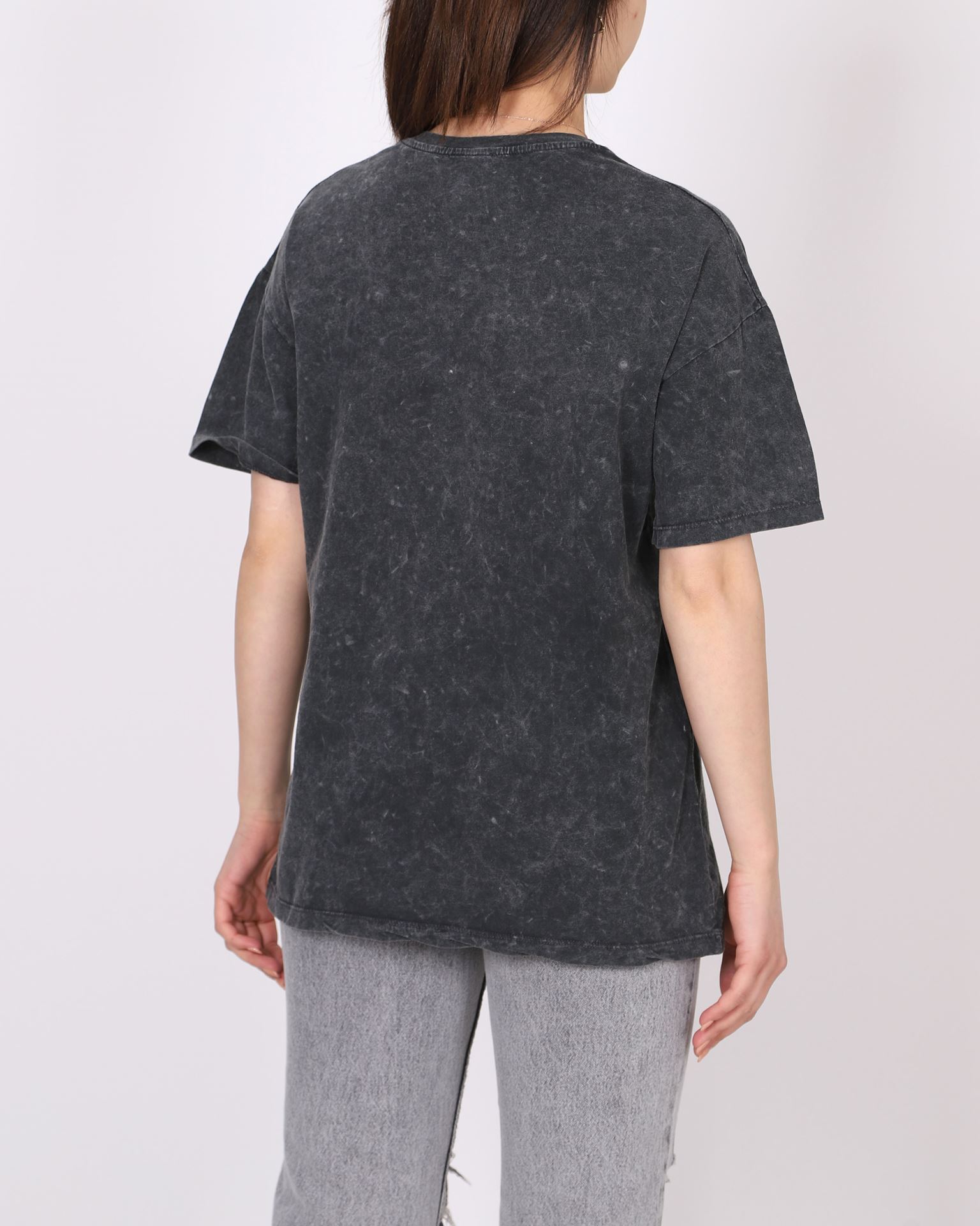 Antrasit Batik Yıkamalı Baskılı T-shirt TSH366