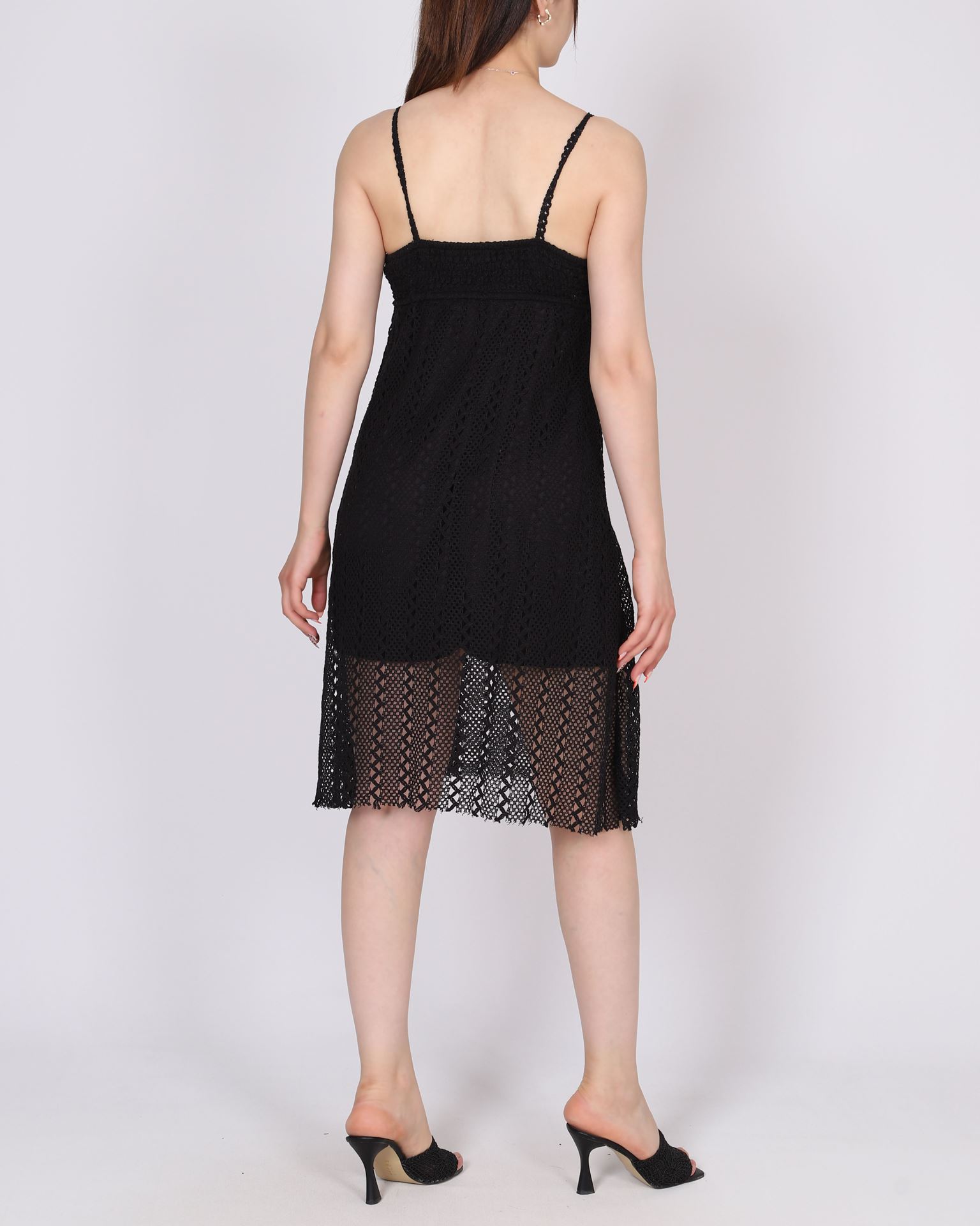 Siyah Askılı Dantelli Elbise ELB1030
