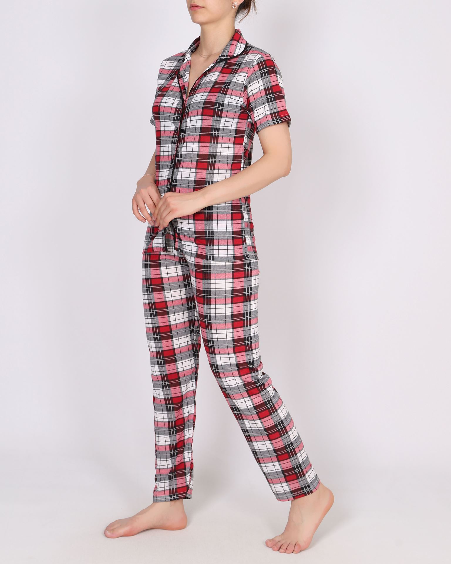 Gömlek Yaka Ekoseli Pijama Takımı PJM1739