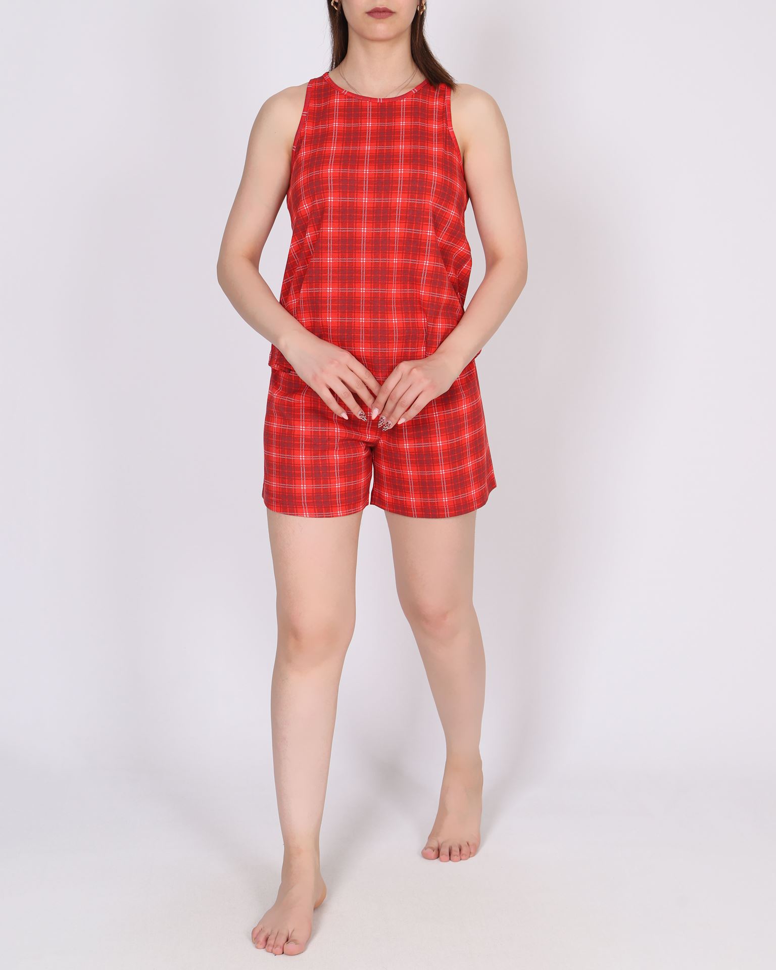 Kırmızı Ekoseli Pijama Takımı PJM1744